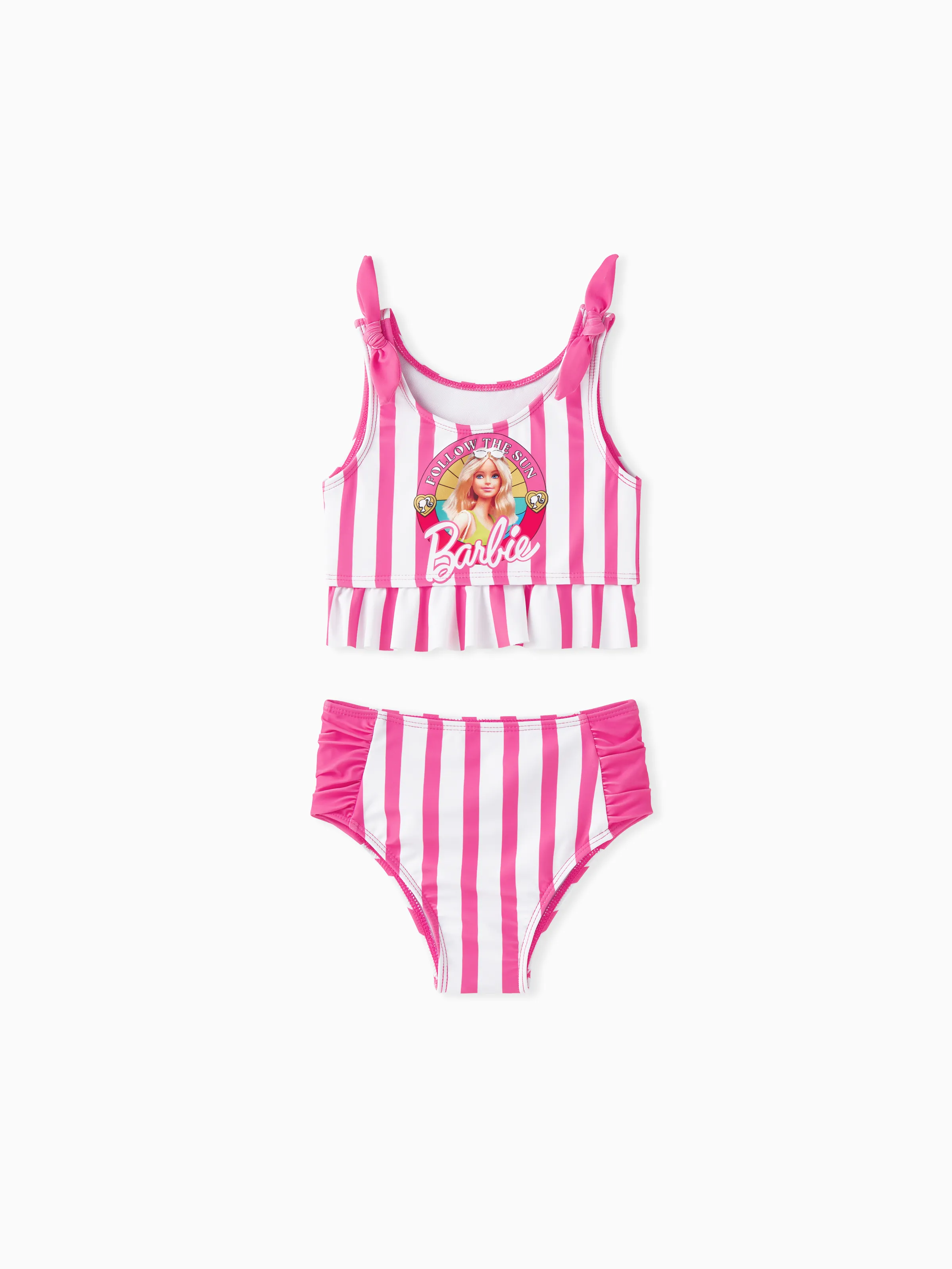 

Barbie Toddler/Kid Girl 2pcs Character and Stripes Print Swimsuit