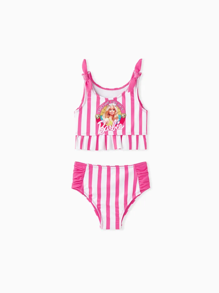 Barbie Kleinkind / Kind Mädchen 2pcs Charakter und Streifen Print Badeanzug
