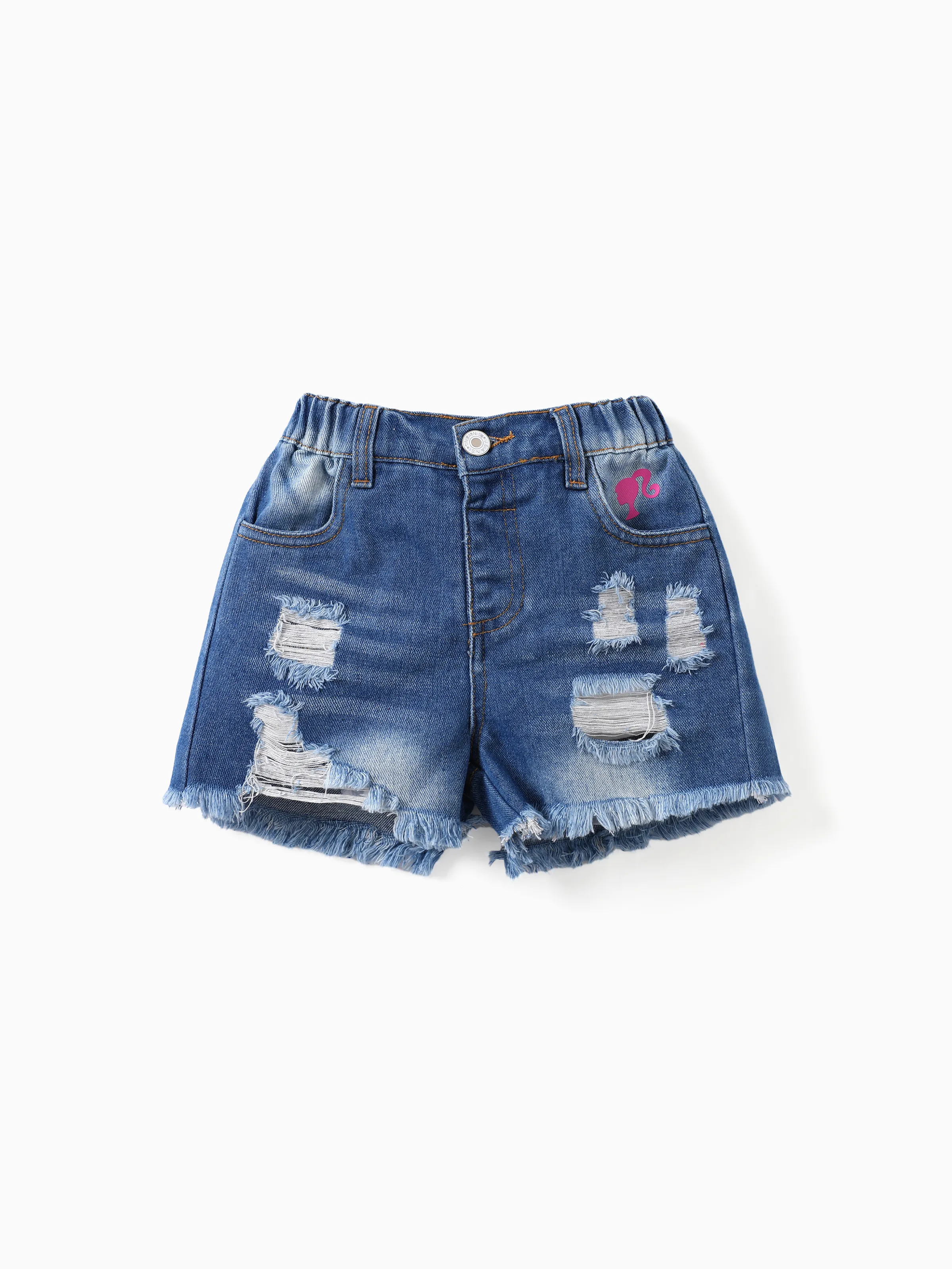 

Barbie Toddler/Kids Girls 1pc Logo Print Denim Shorts