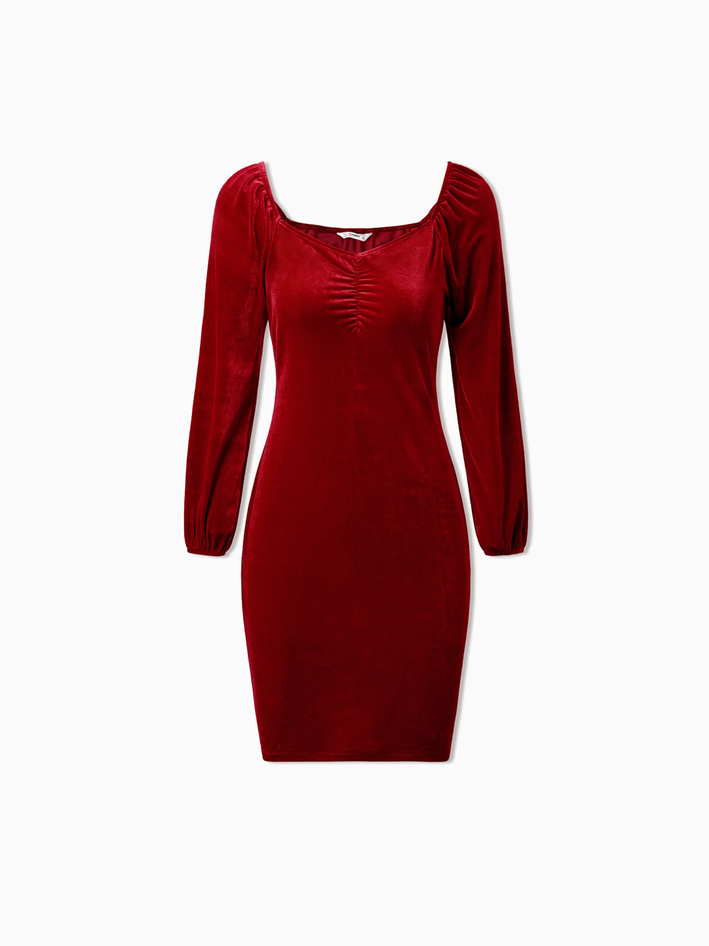 

Christmas Family Matching Long Sleeve Color-block Tops & Velvet Dresses Sets