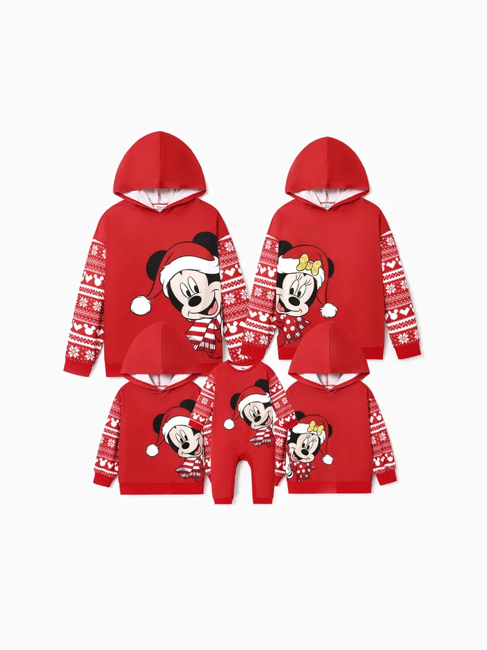 Disney Mickey and Friends Family Matching Christmas Character Print Long-sleeve Hooded Top 