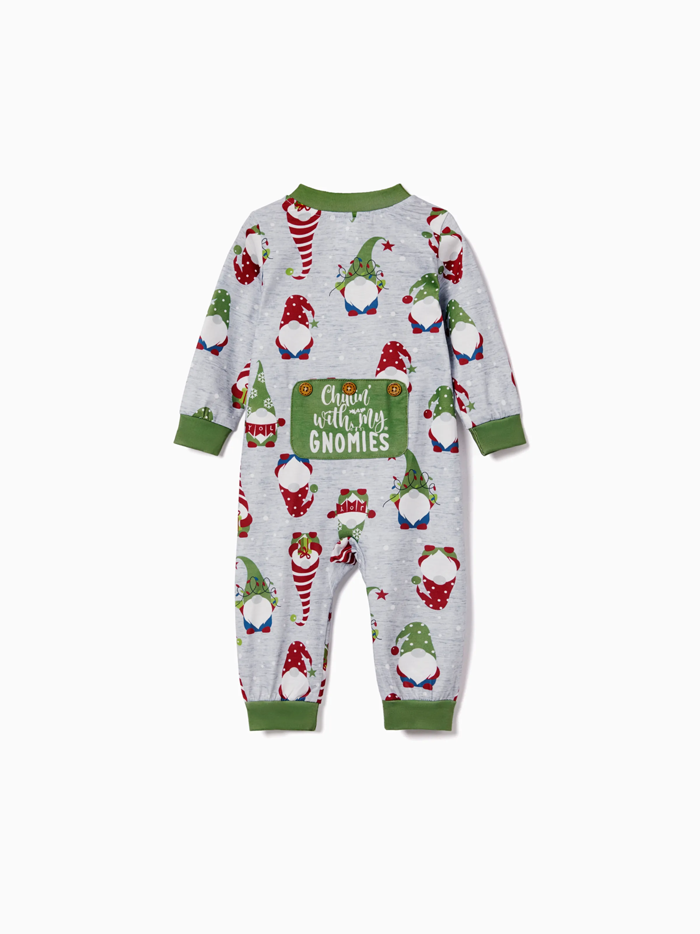 Weihnachten Familie Passende Gnom Allover-Print Langarm Strampler Pyjama Sets