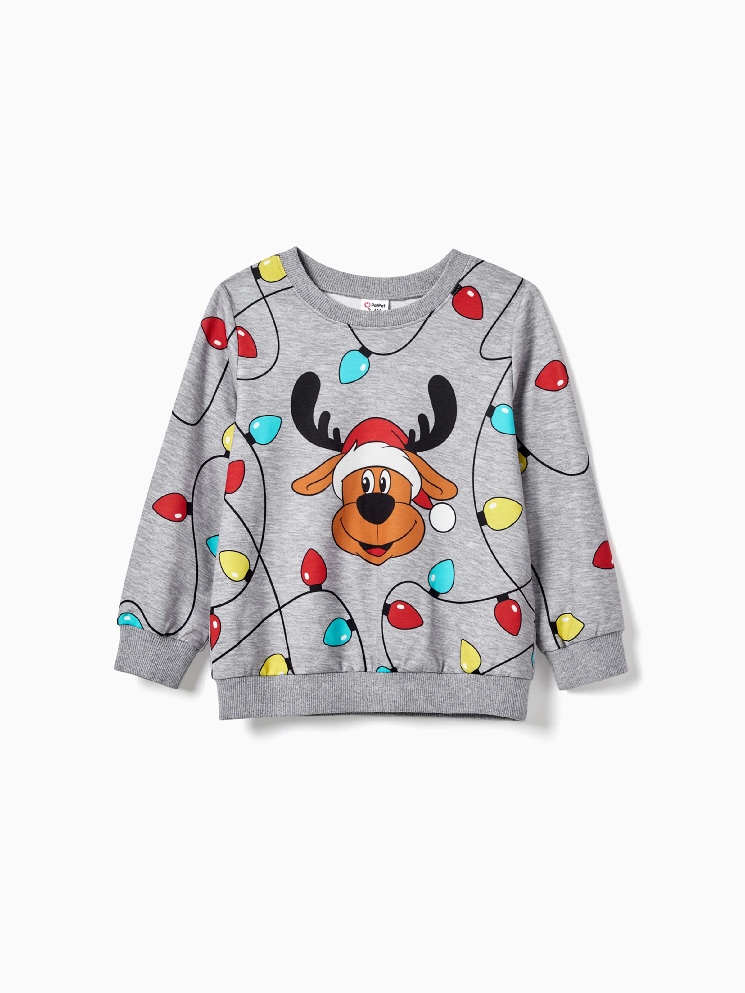 

Christmas Family Matching Cartoon Reindeer & Lightbulb Print Long Sleeves Tops