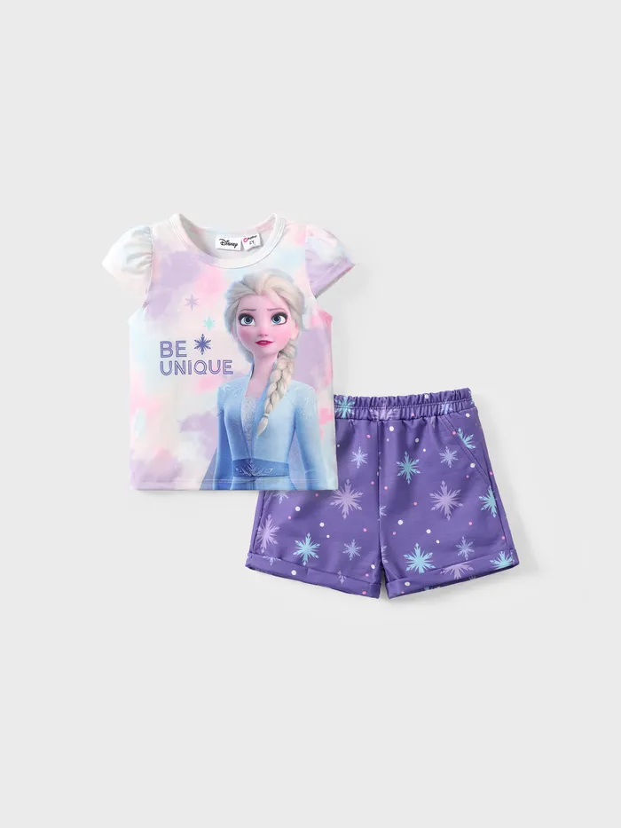 迪士尼冰雪奇緣艾爾莎 2 件裝幼兒女孩 Naia™ 扎染角色印花套裝
