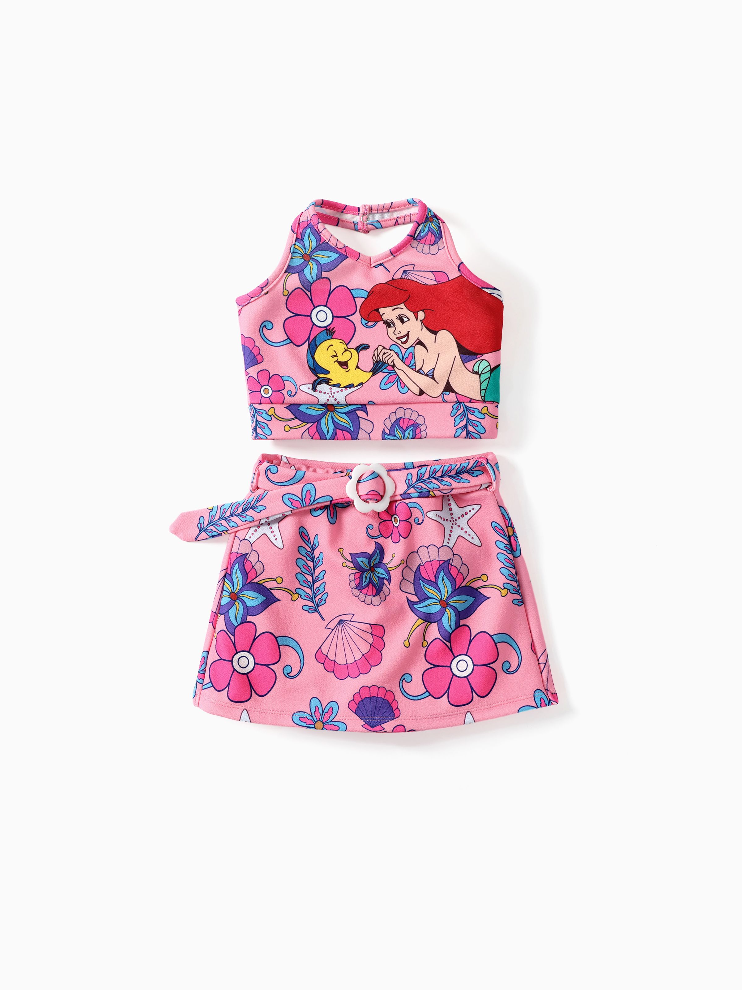 

Disney Princess Toddler Girls Ariel/Moana 2pcs Character Print Halter Top with Floral Skirt Sets
