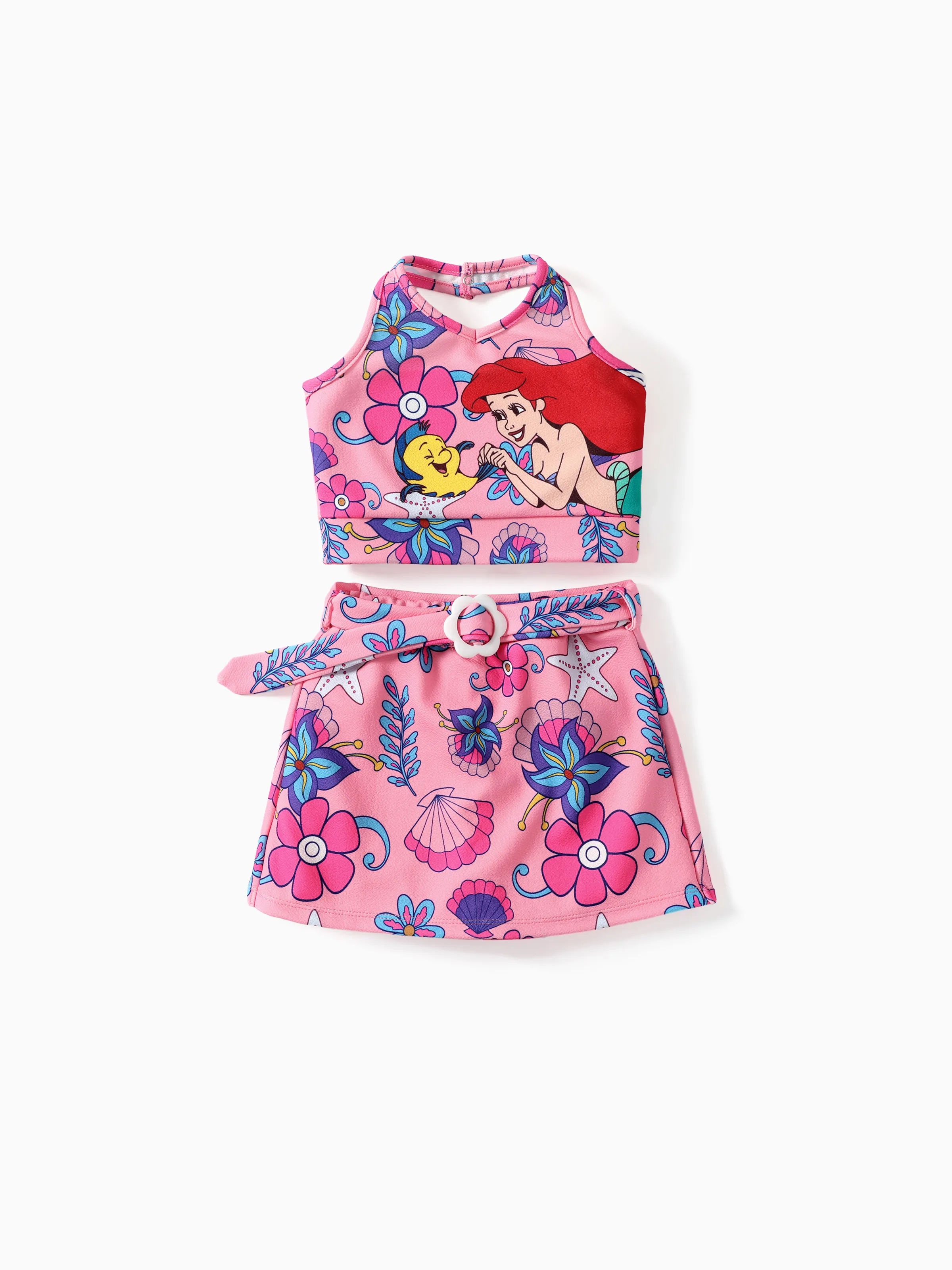 

Disney Princess Toddler Girls Ariel/Moana 2pcs Character Print Halter Top with Floral Skirt Sets