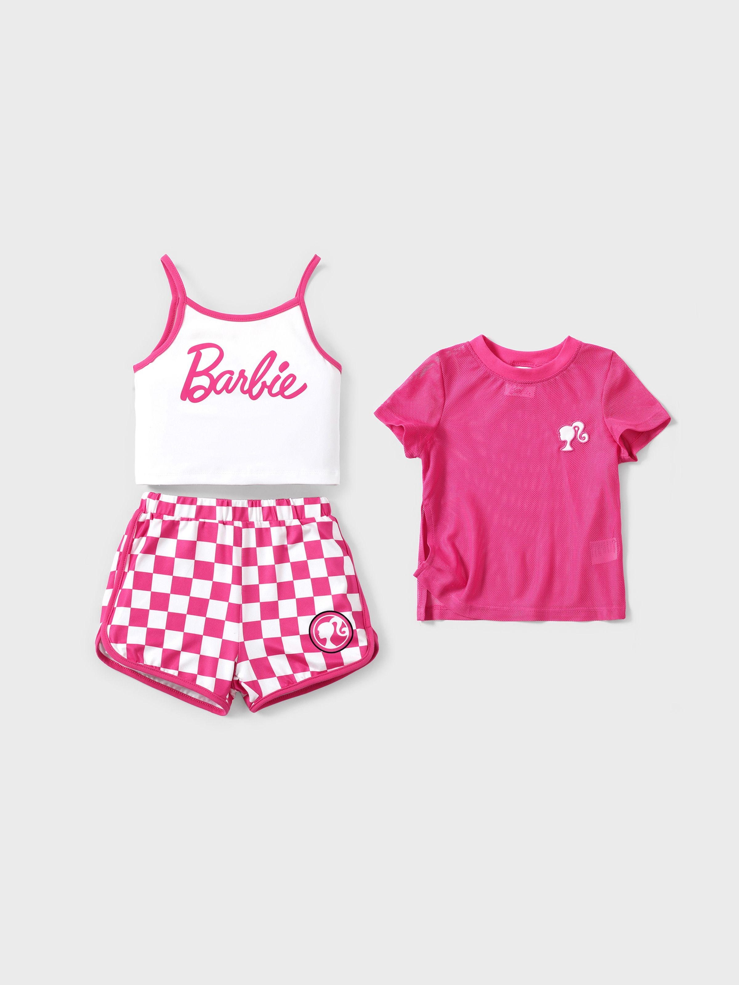 

Barbie 3pc Toddler/Kids Girls Sporty Checkered/Plaid Set