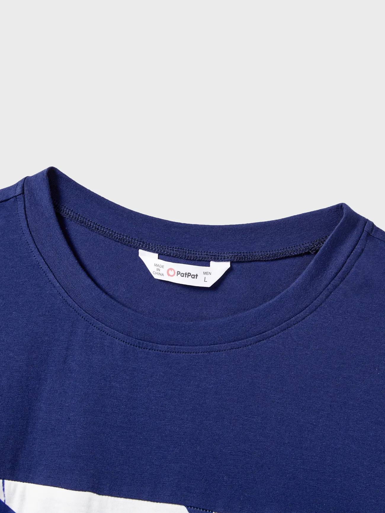 Men - Family Matching Modern Blue and White Botanical Leaf Design Button Strap Dress and Color Block Tee Sets - royalblue - image 19