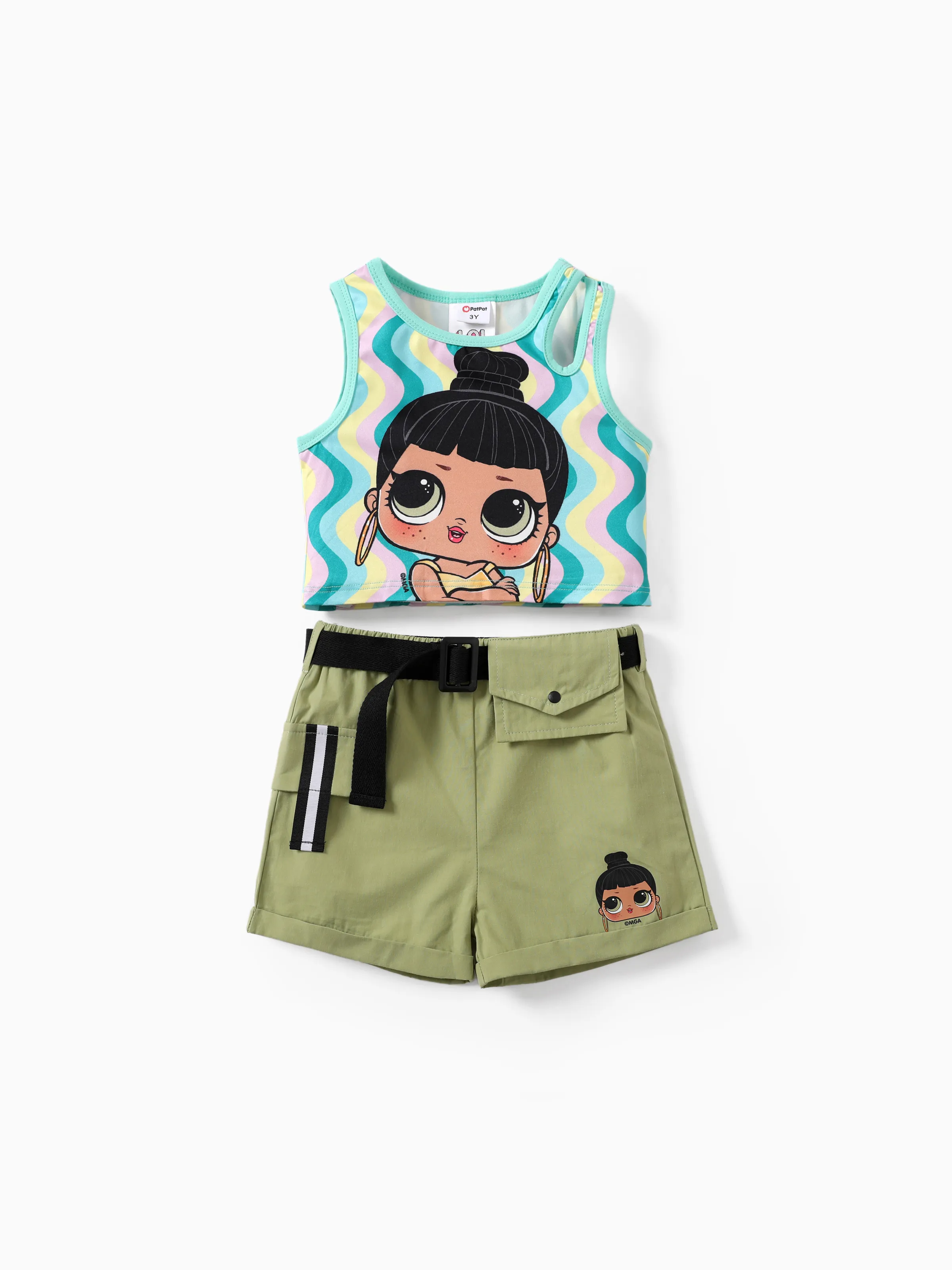  L.O.L. Surprise 2pcs Toddler/Kids Girls Character Waist Bag Cargo Shorts Set
