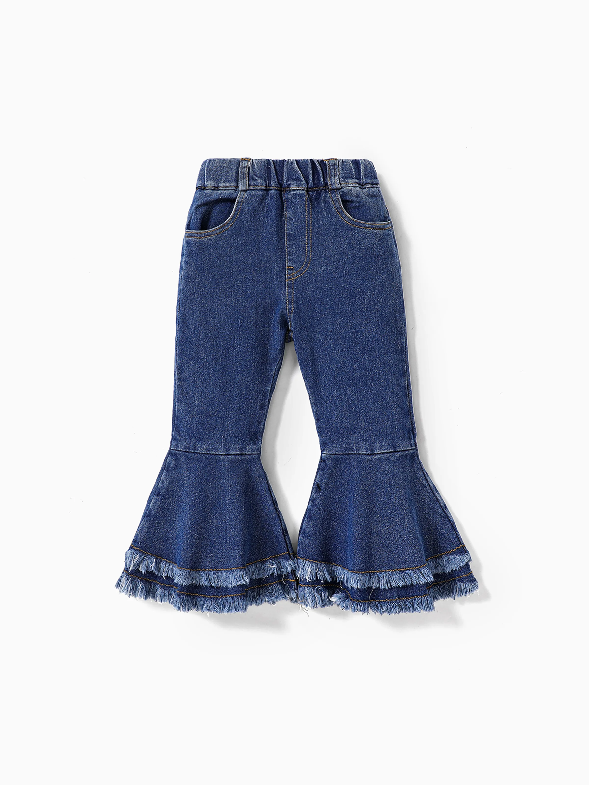  Kid Girl Sweet Ruffle Edge Denim Jean