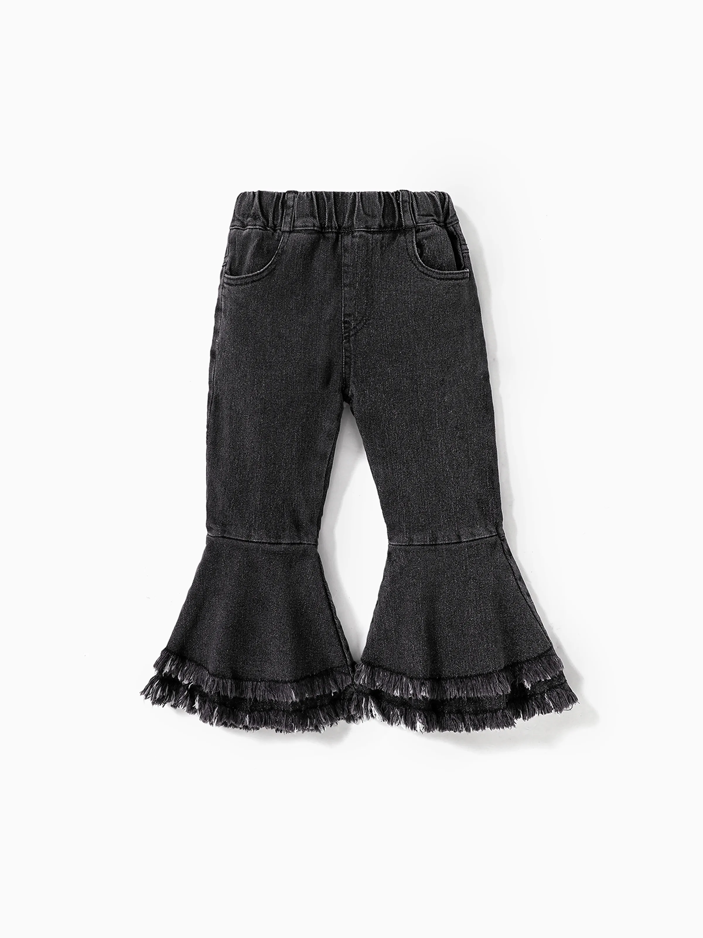 

Kid Girl Sweet Ruffle Edge Denim Jean