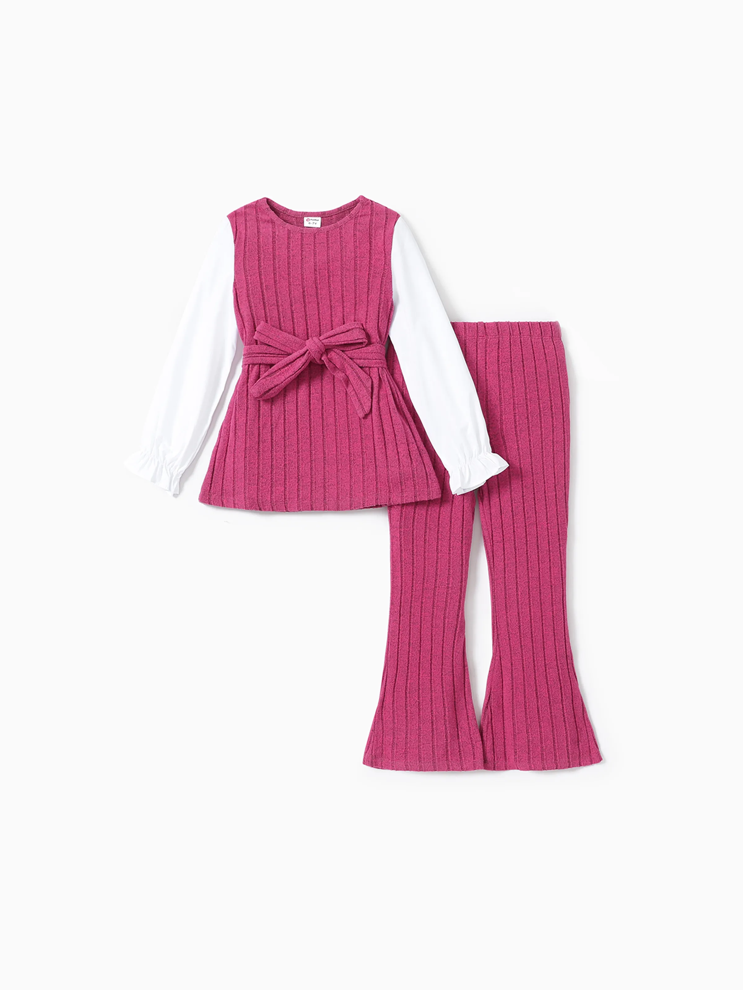 

Kid Girl 3pcs Avant-garde Fabric Stitching Solid Color Textured material Suit