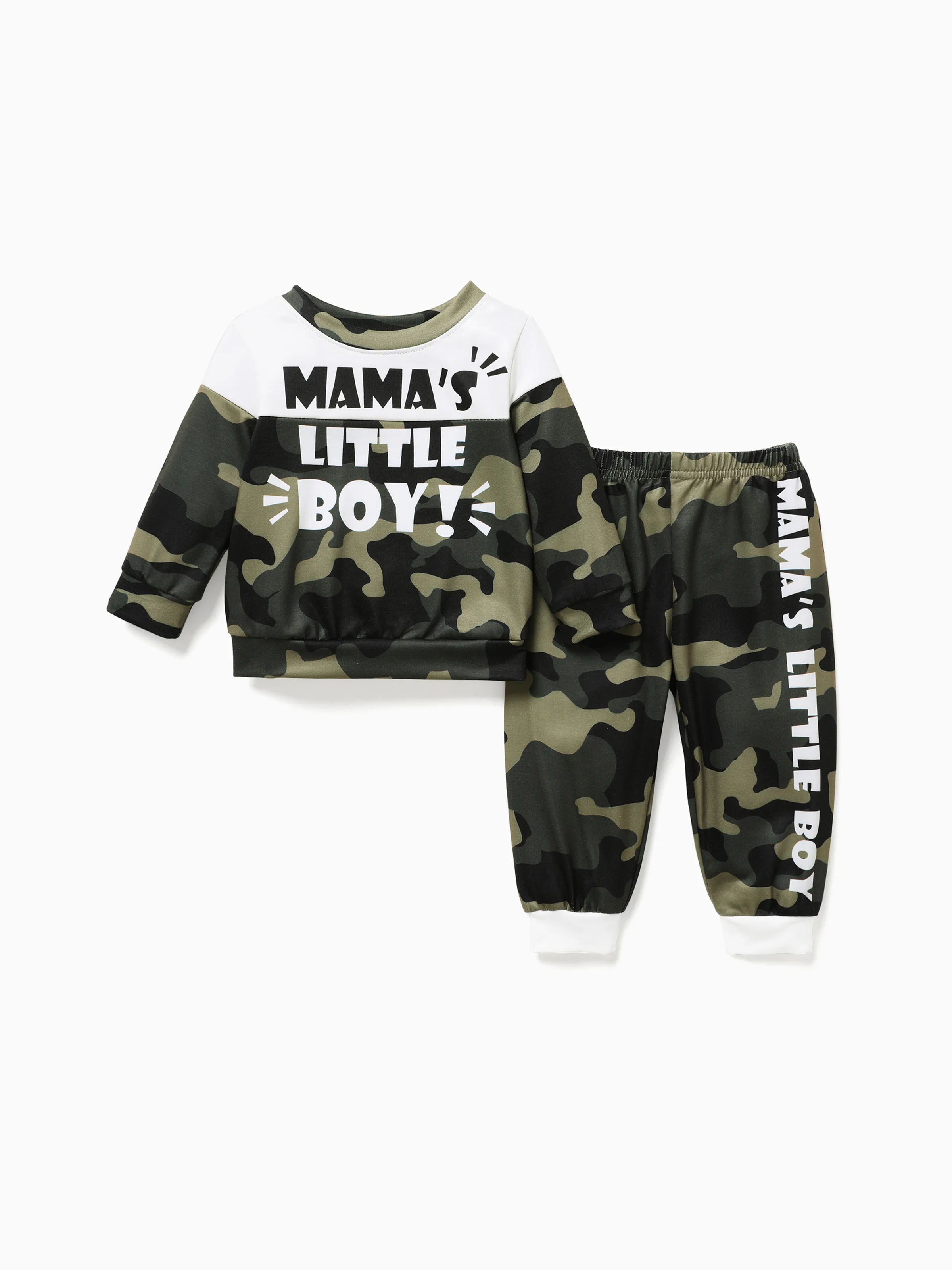 

2pcs Baby Boy Casual Camouflage Letter Pattern Set