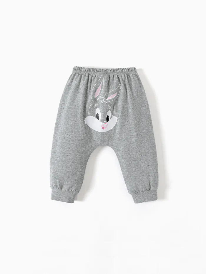 looney tunes pantaloni della tuta in cotone con stampa animalier da neonato/bambina