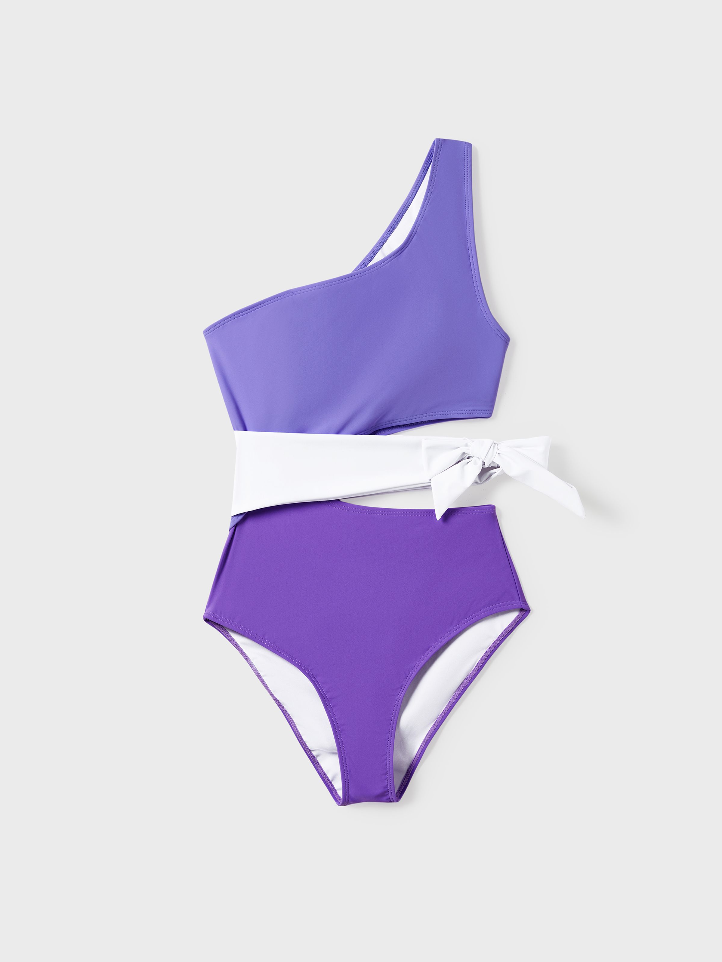 

Family Matching Color-block Swim Trunks or One-shoulder Side Knot One-Piece Swimsuit (Quick-Dry)
