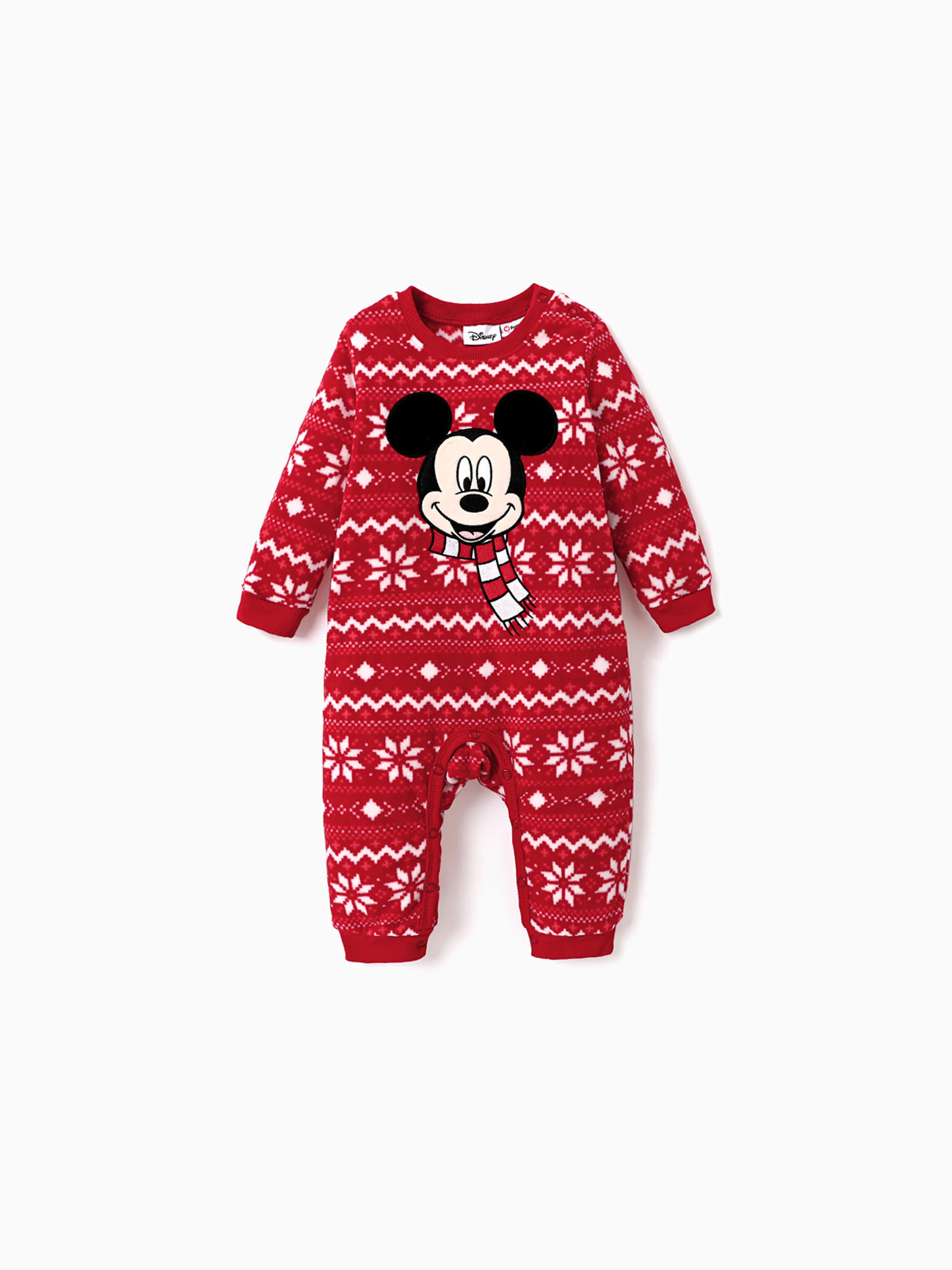 

Disney Mickey and Friends Christmas Family Matching Snowflake Character Print Plush Crew Neck Sweatshirt