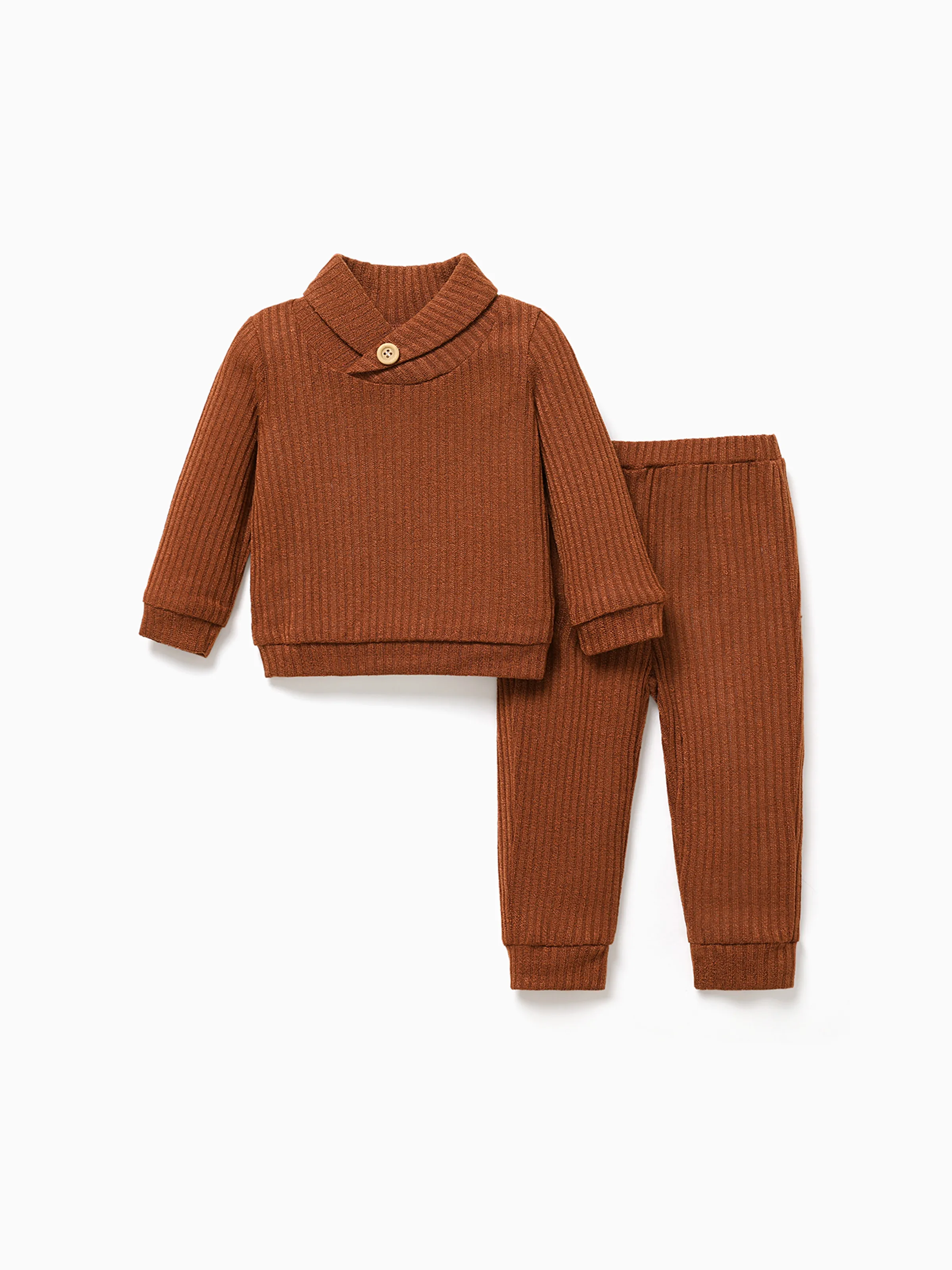 2 Stück Baby Unisex Revers Lässig Langärmelig Baby-Sets braun