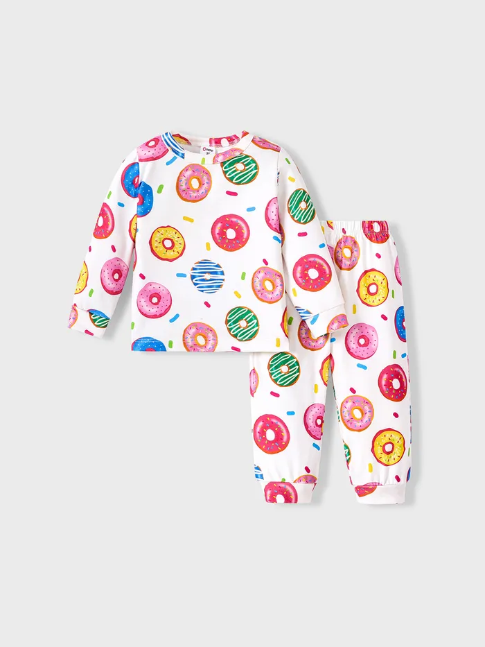 Baby Girl 2pcs Donut Print Pajamas Set