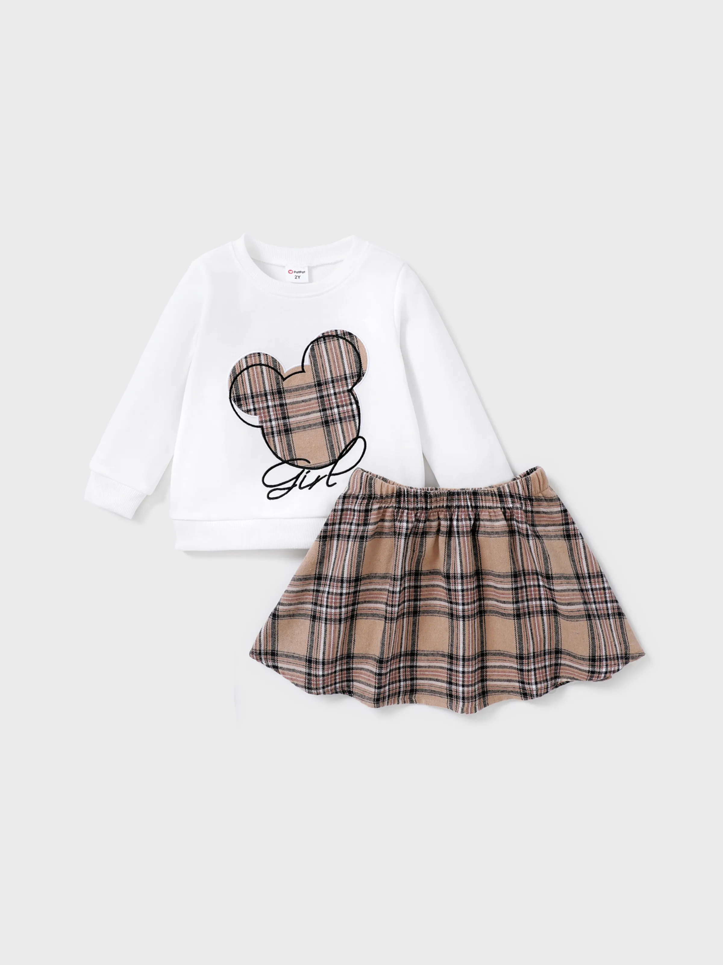  2PCS Toddler Girl Houndstooth School  Dress