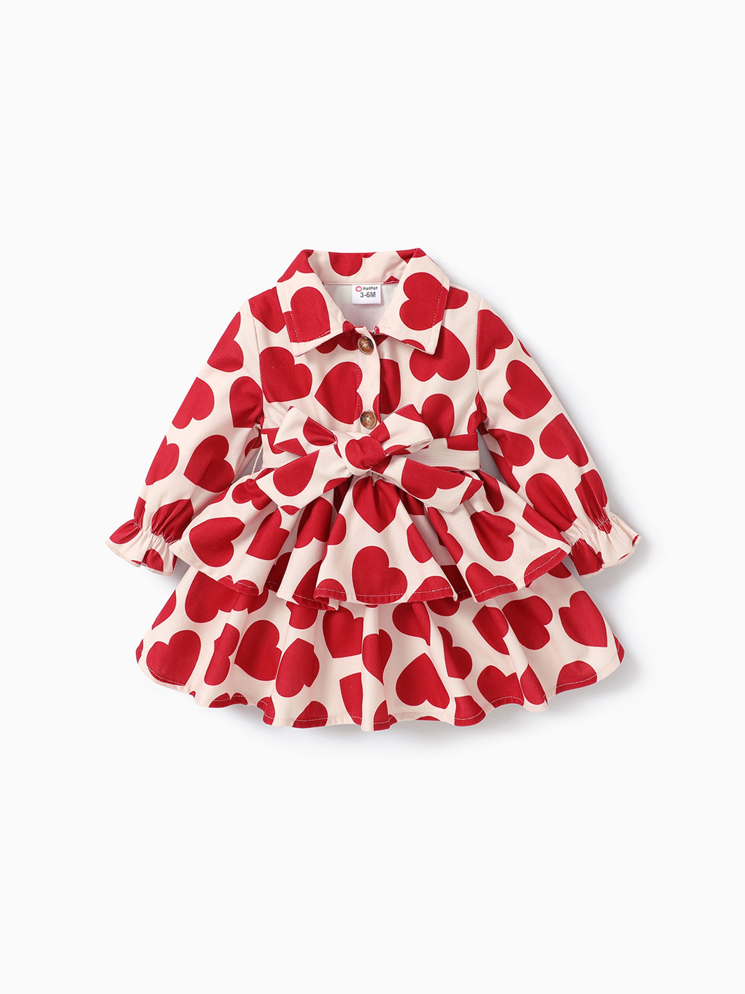 

2PCS Baby Girl Sweet Multi-layered Heart-shaped Long Sleeve Dress Set