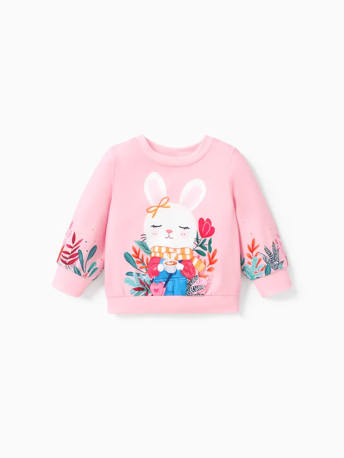 Baby Girls Childlike Rabbit Animal print Pullover Sweatshirt