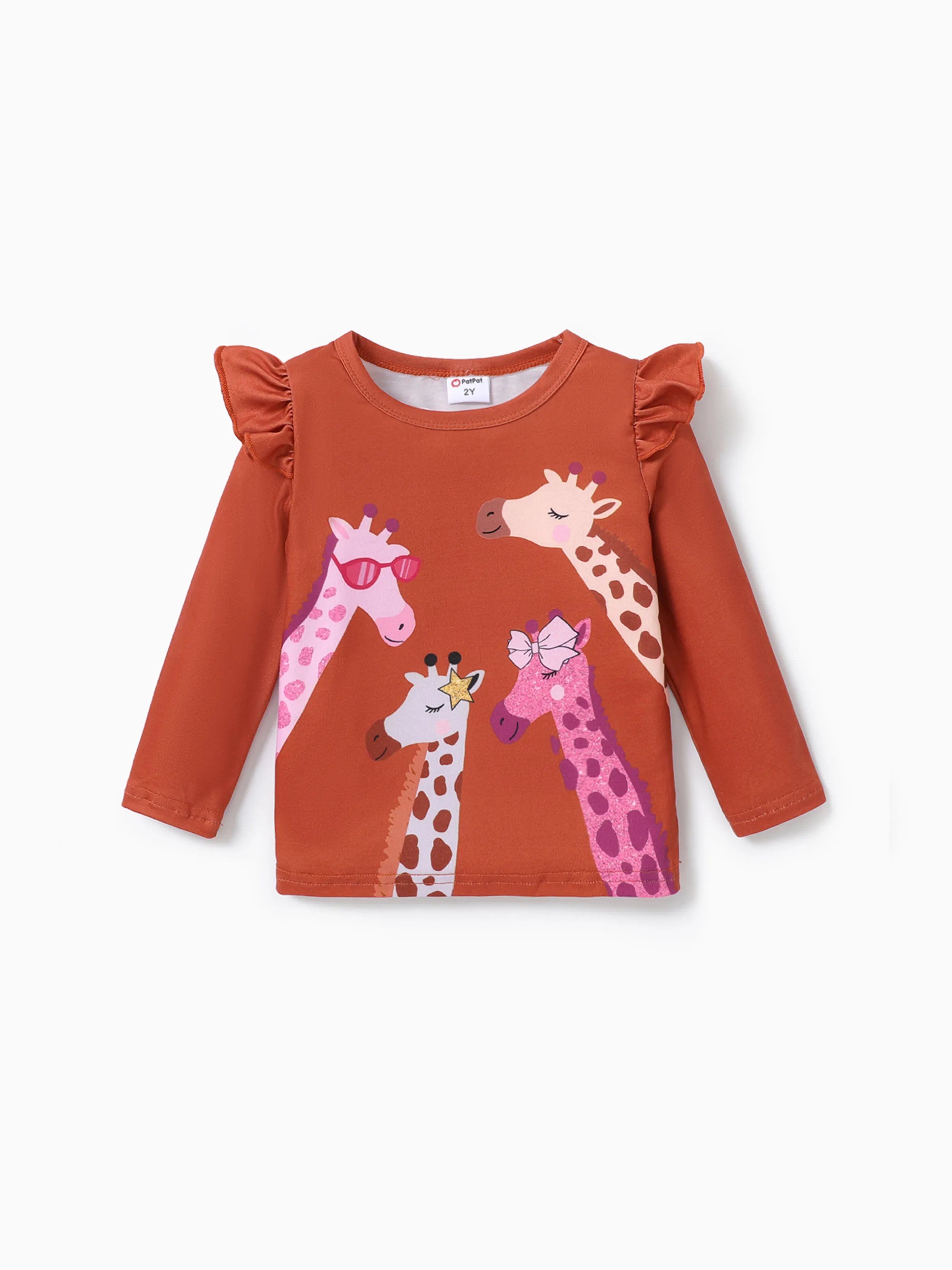 

Toddler Girl Childlike Giraffe Flutter Sleeve Tee