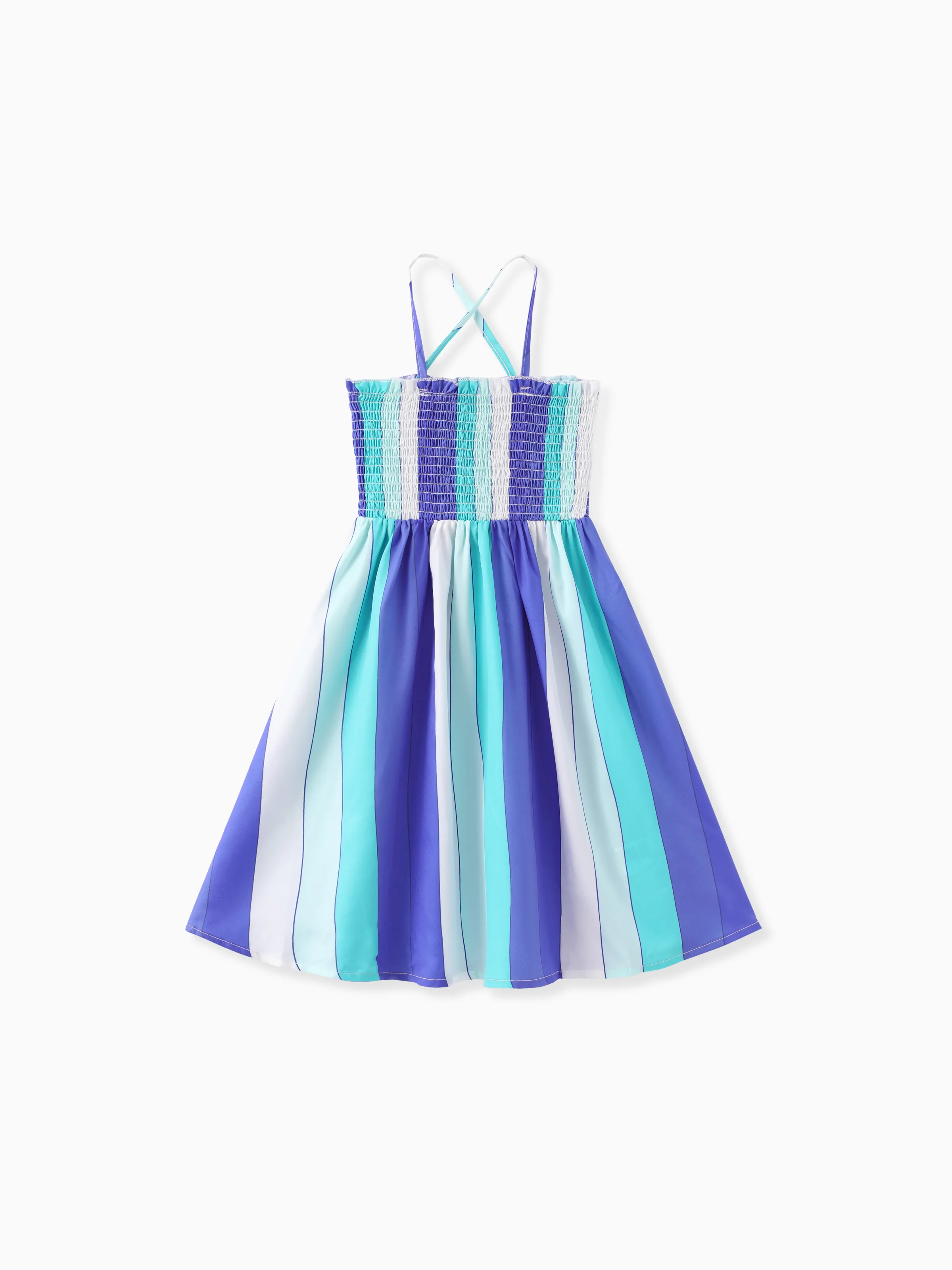 

Kid Girl Colorblock Stripe Smocked Slip Dress