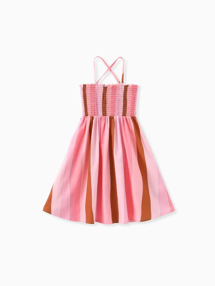 Kid Girl Colorblock Stripe Smocked Slip Dress