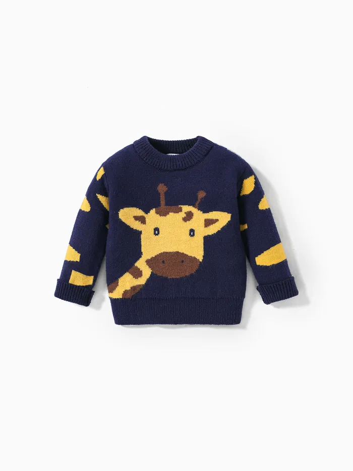 Baby Boy Giraffe Embroidery Long-sleeve Sweater 