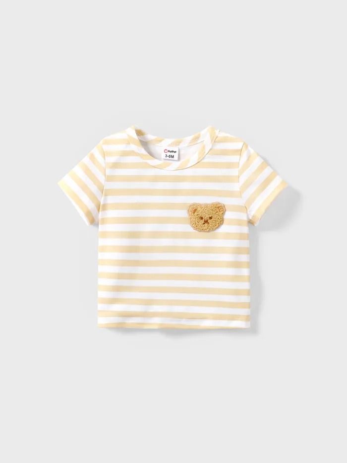 Bear T 恤 - 中性休閒短袖上衣，飾有動物圖案