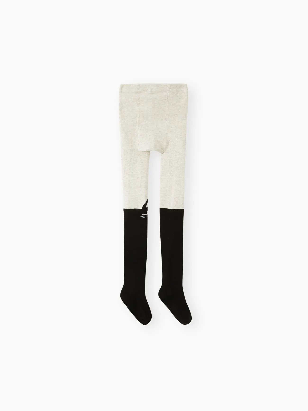 Beige - Kid Girl Cat/Bear Print Colorblock Footie Leggings - image 4