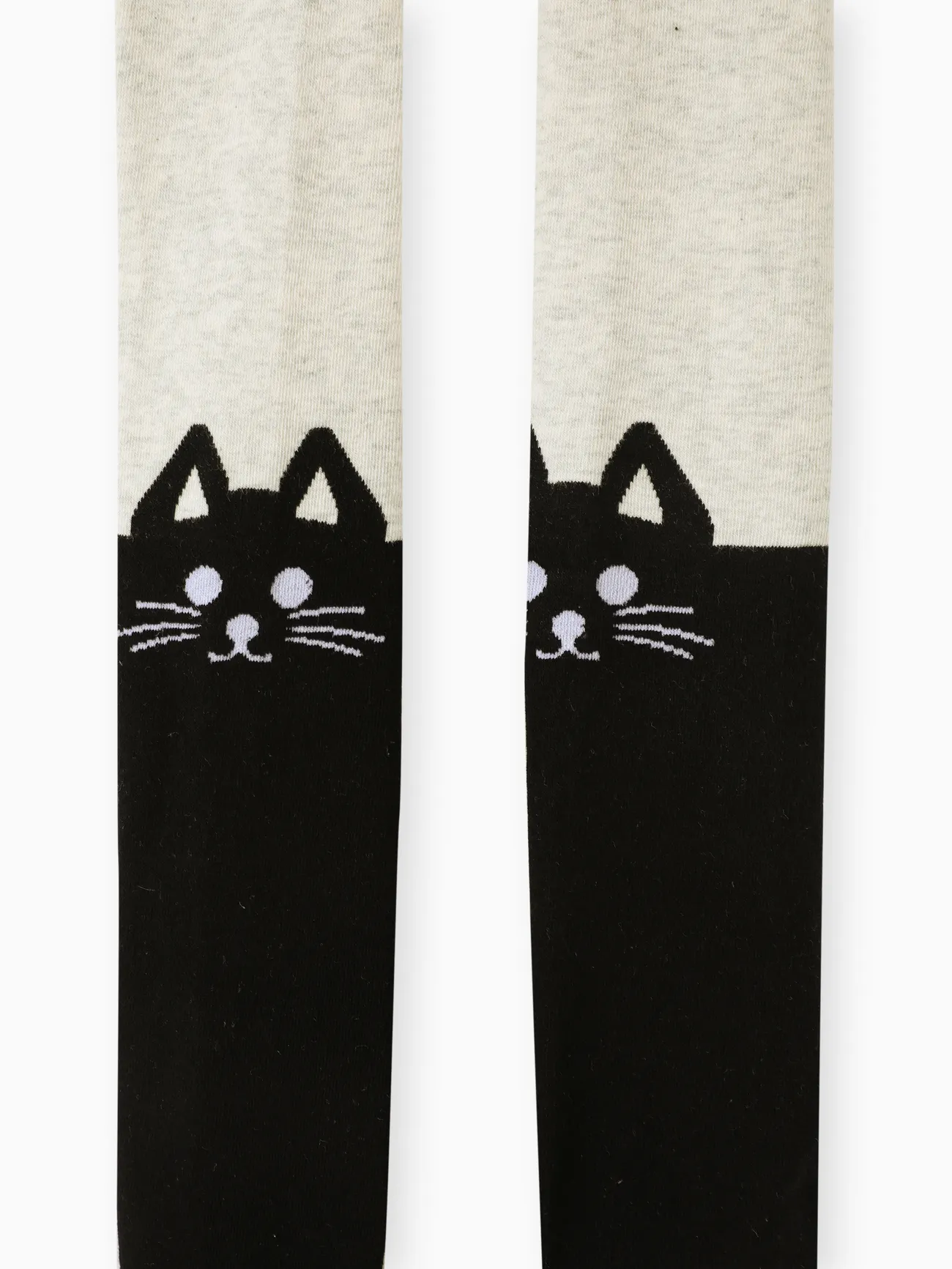 Beige - Kid Girl Cat/Bear Print Colorblock Footie Leggings - image 2