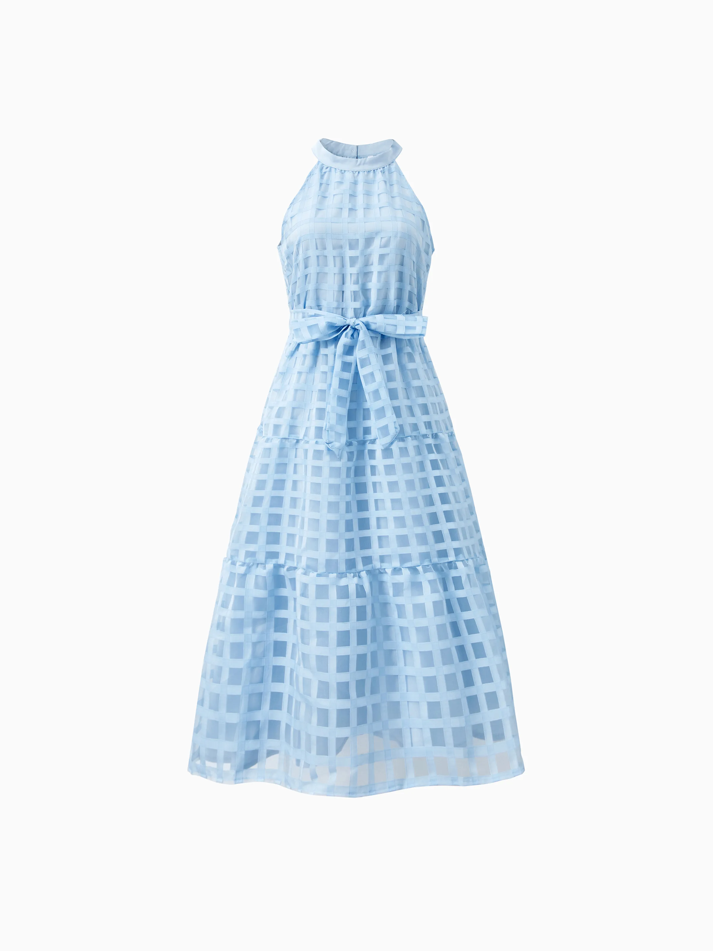 

Family Matching Sets Blue Vacation Mode Tee or Tiered Checkered Organza Mesh Halter Dress