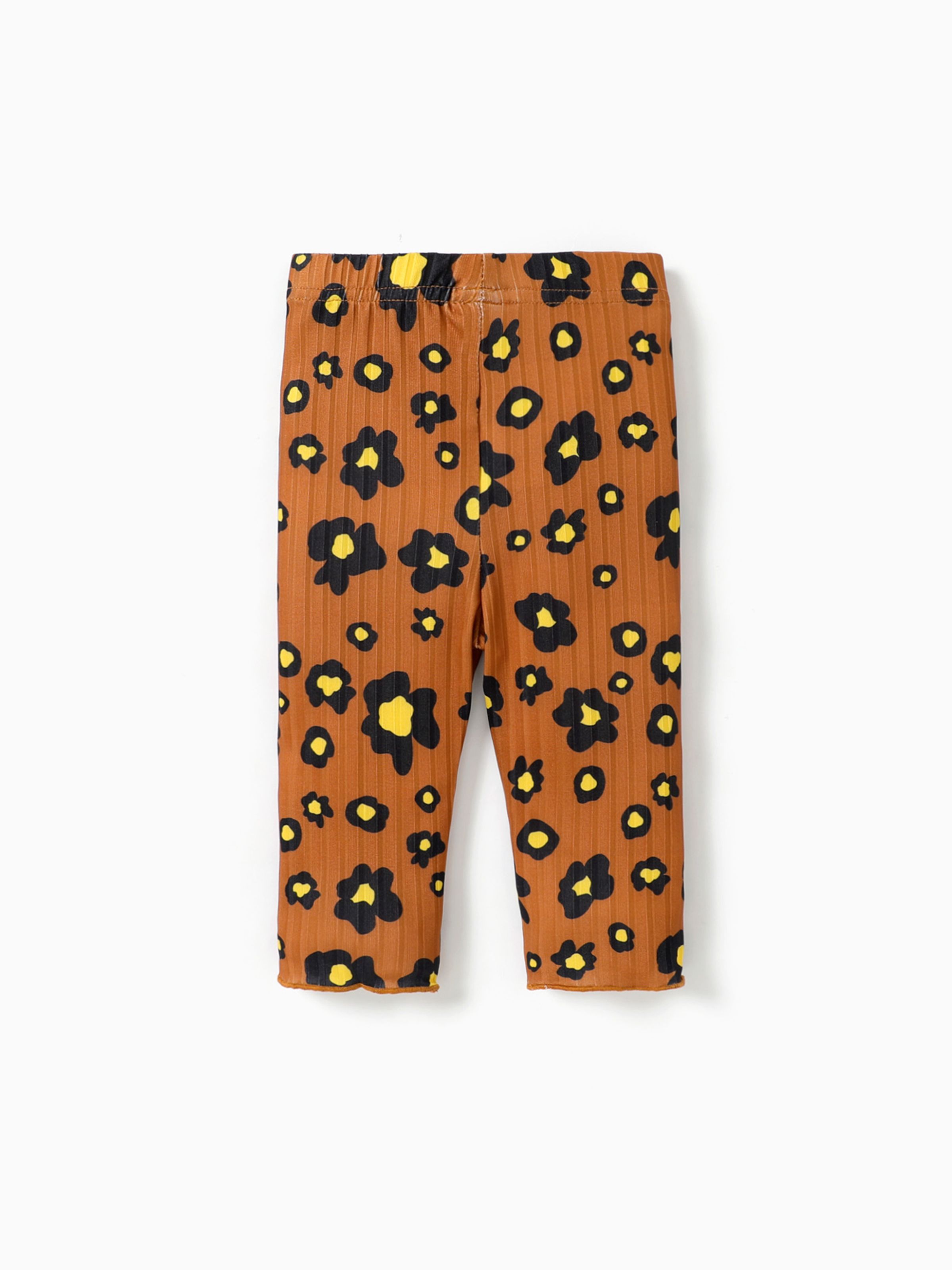 

Baby Girl Brown/Apricot Leopard Print Ribbed Leggings