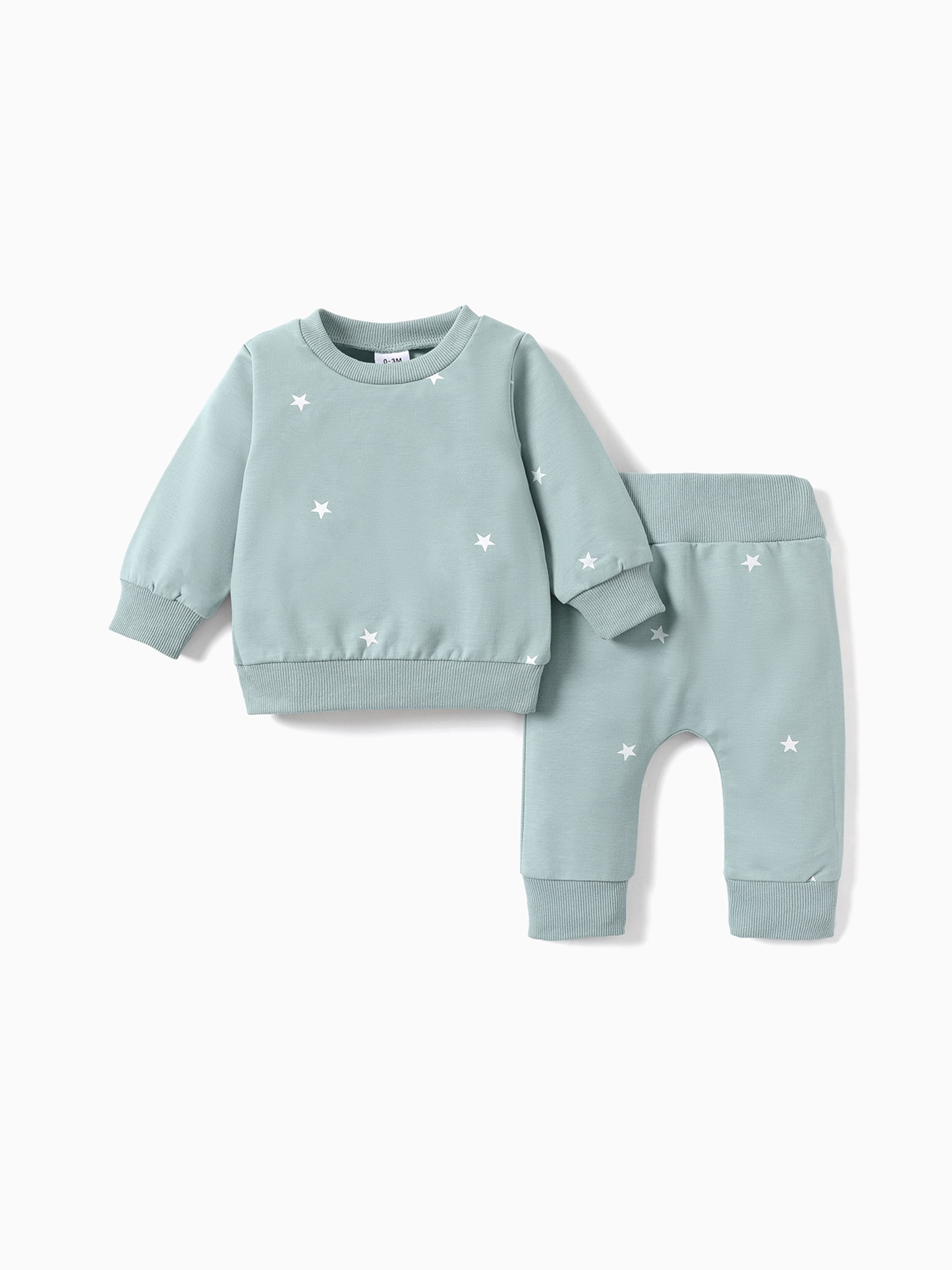 

2pcs Baby All Over Polka Dots Long-sleeve Pullover and Trousers Set
