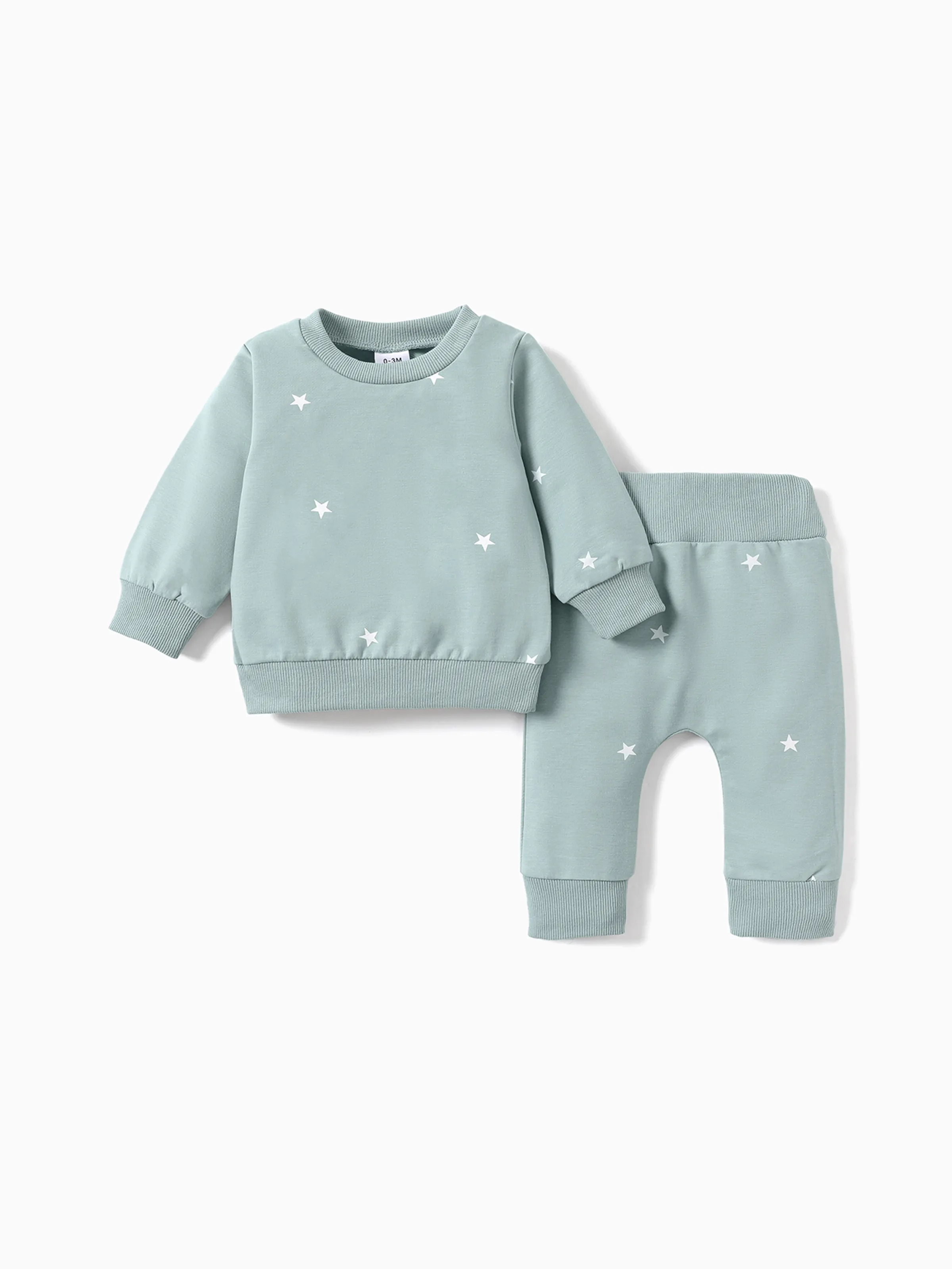 2pcs Baby All Over Polka Dots Long-sleeve Pullover and Trousers Set