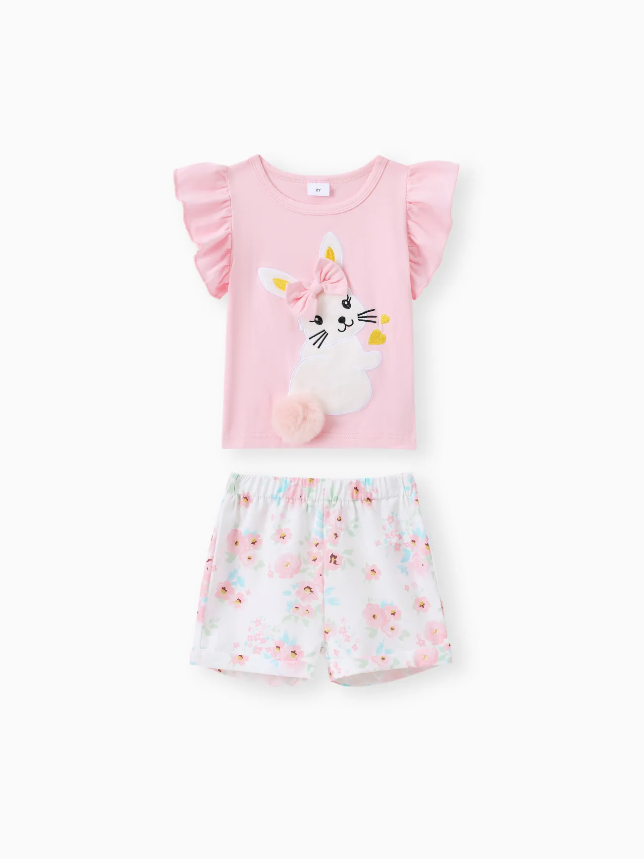 incarnadinerose - Pâques 2 pièces Enfant en bas âge Fille Hypersensible Enfantin Lapin ensembles de t-shirts - image 1