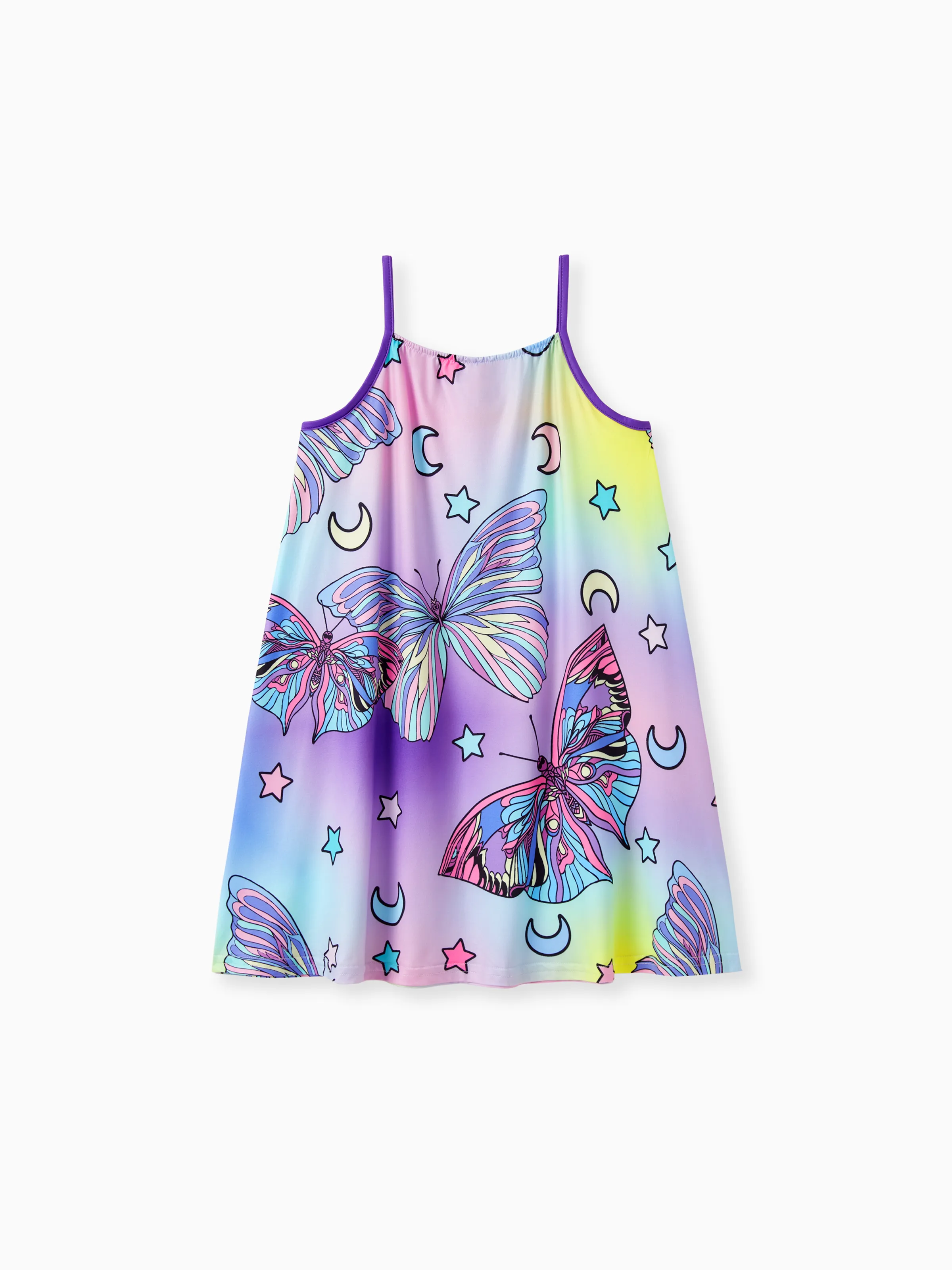 

Colorful Cartoon Printed Milk Silk Dress with Hanging Strap for Girls