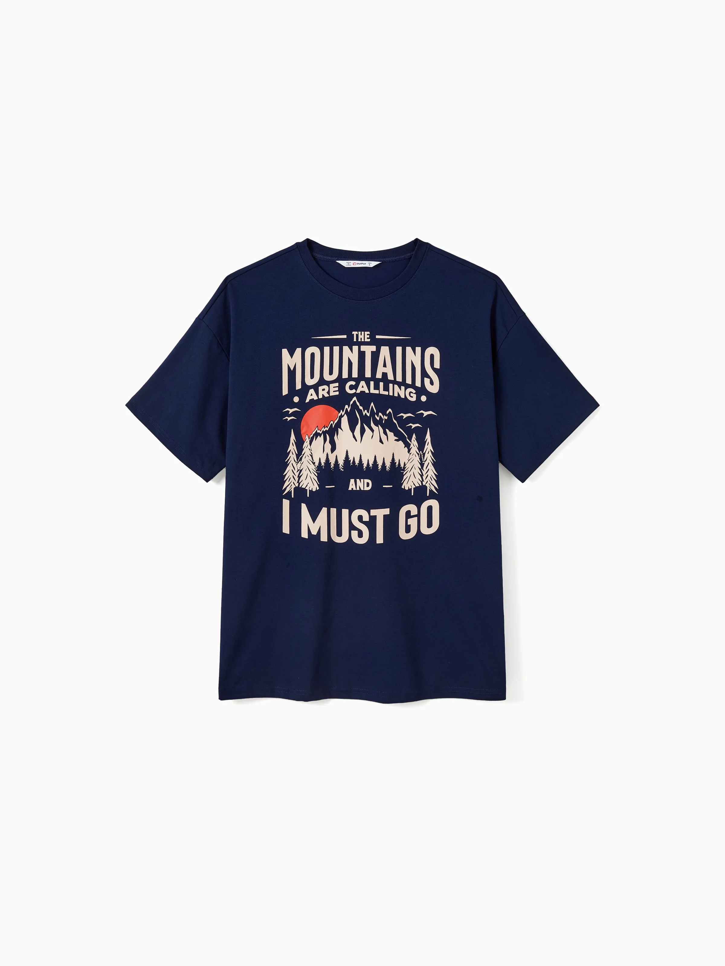 

Quick-Dry Family Matching Mountain Graphic Slogan Print Oversize Tee or Flowy Strap Dress with Pockets