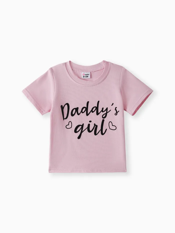 Baby Boy/Girl 95% Cotton Short-sleeve Letter Print Tee