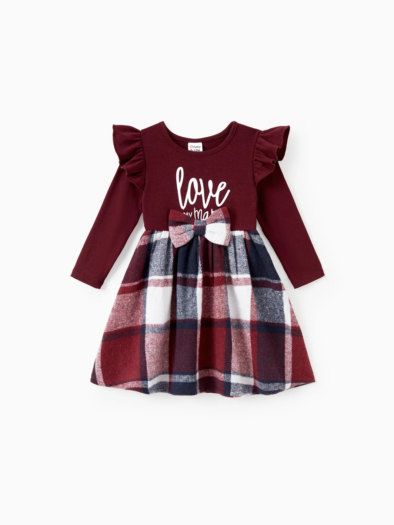 

Family Matching Casual Long Sleeve Plaid Design Shirts and Knit Splicing Belted Dresses Sets