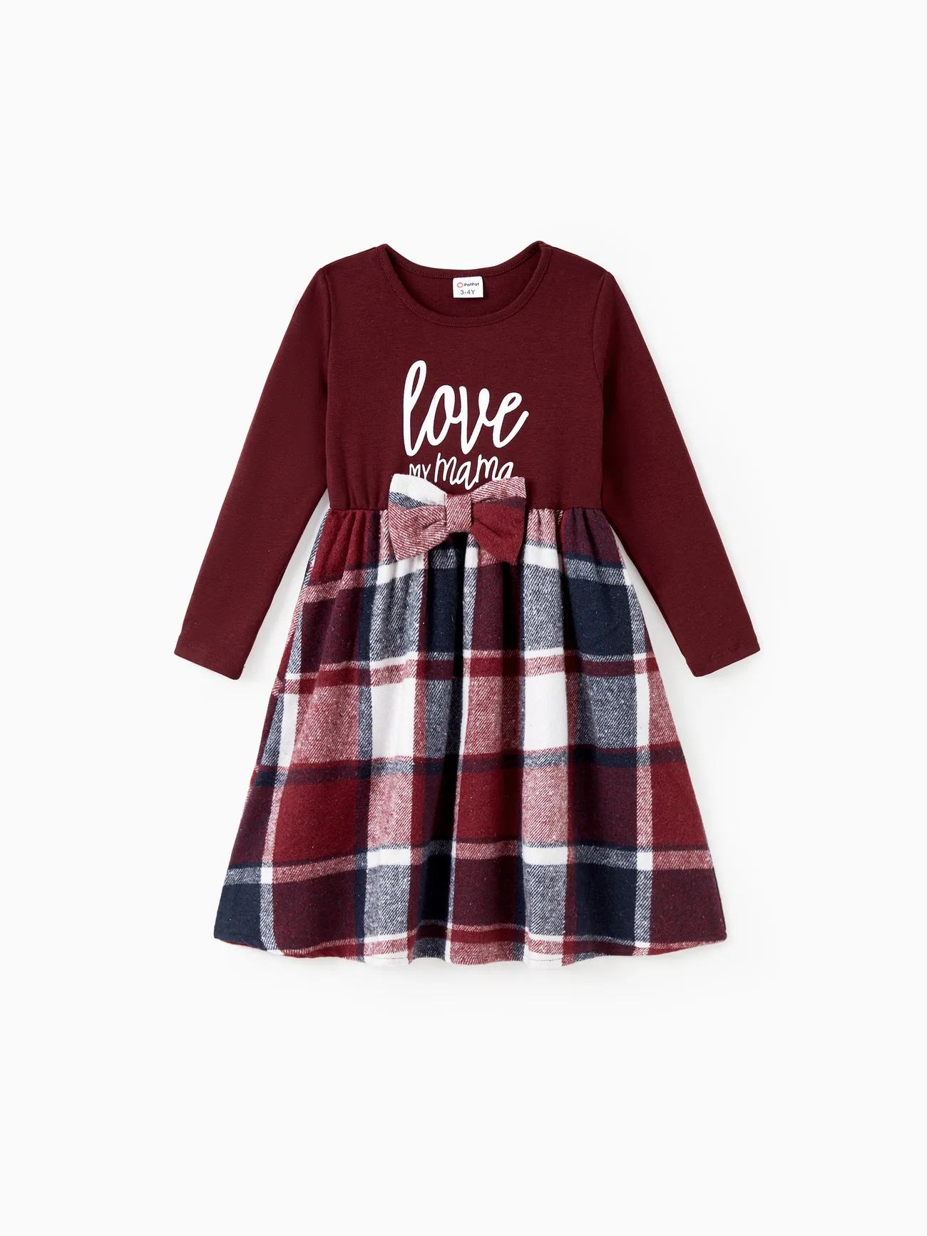 

Family Matching Casual Long Sleeve Plaid Design Shirts and Knit Splicing Belted Dresses Sets