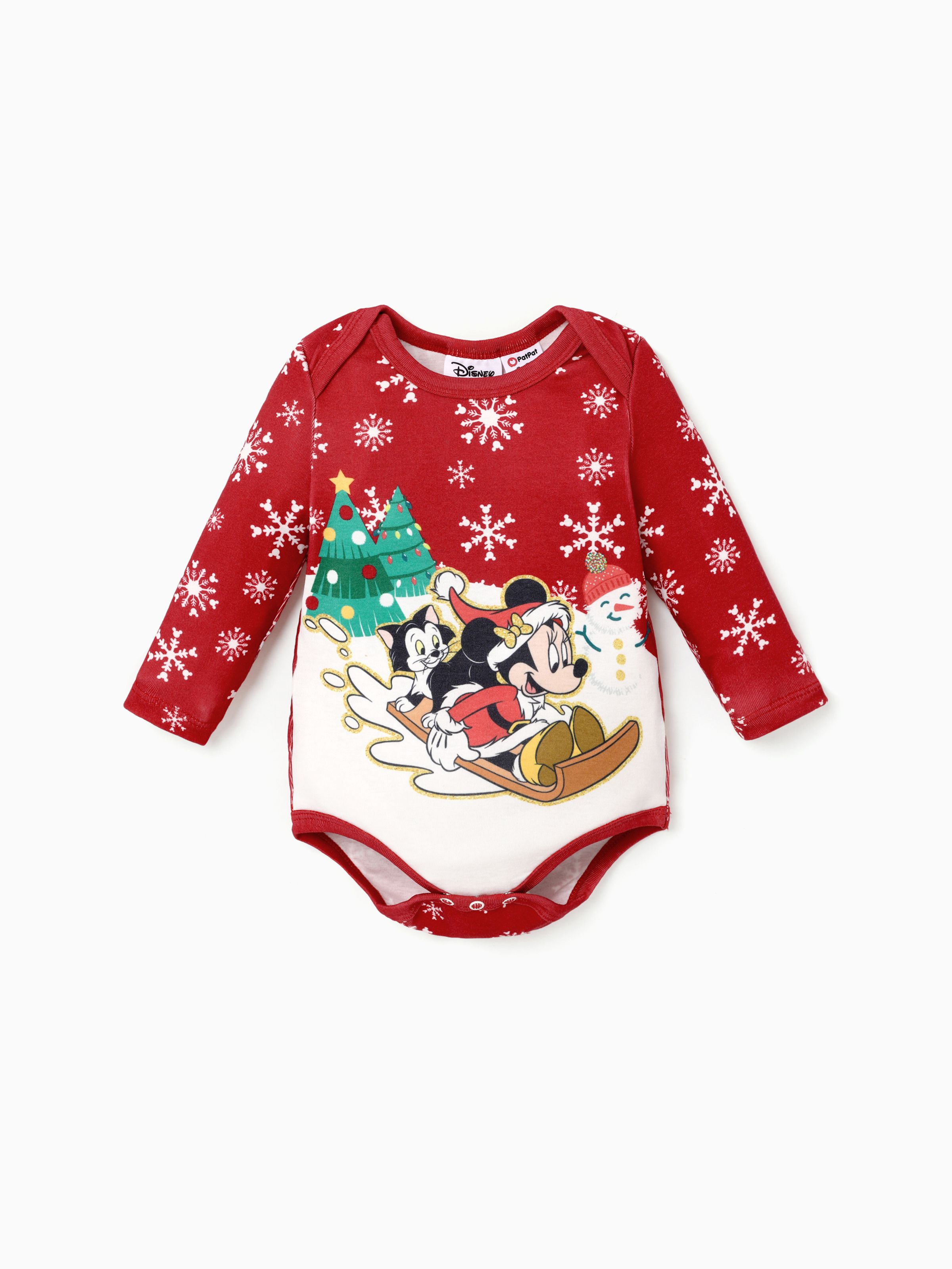Disney Mickey and Friends Baby Boy/Girl 聖誕角色印花長袖連身褲
