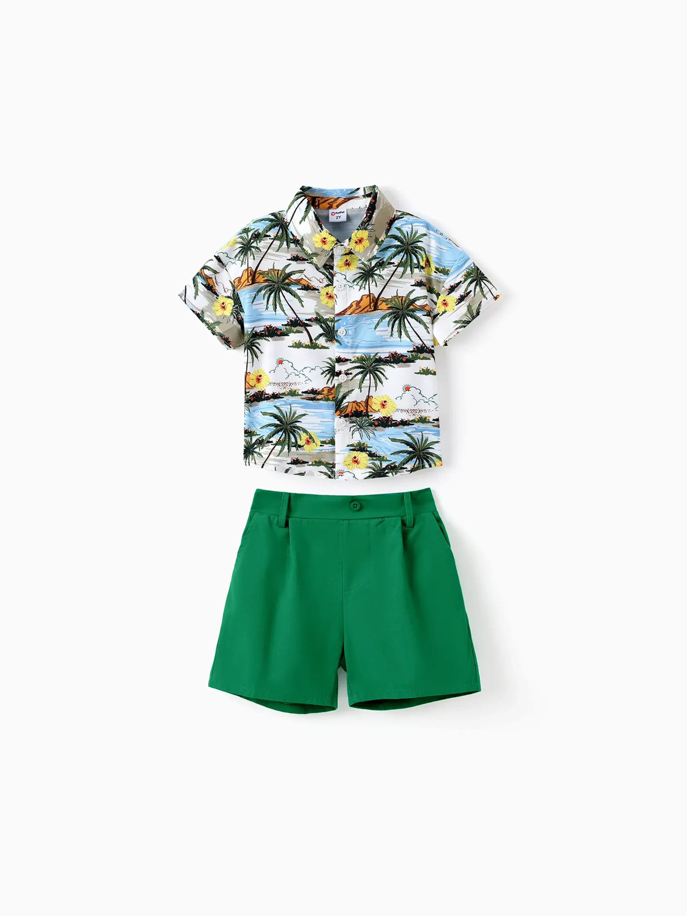 Toddler Boy 2pcs Tropical Print Shirt and Shorts Set