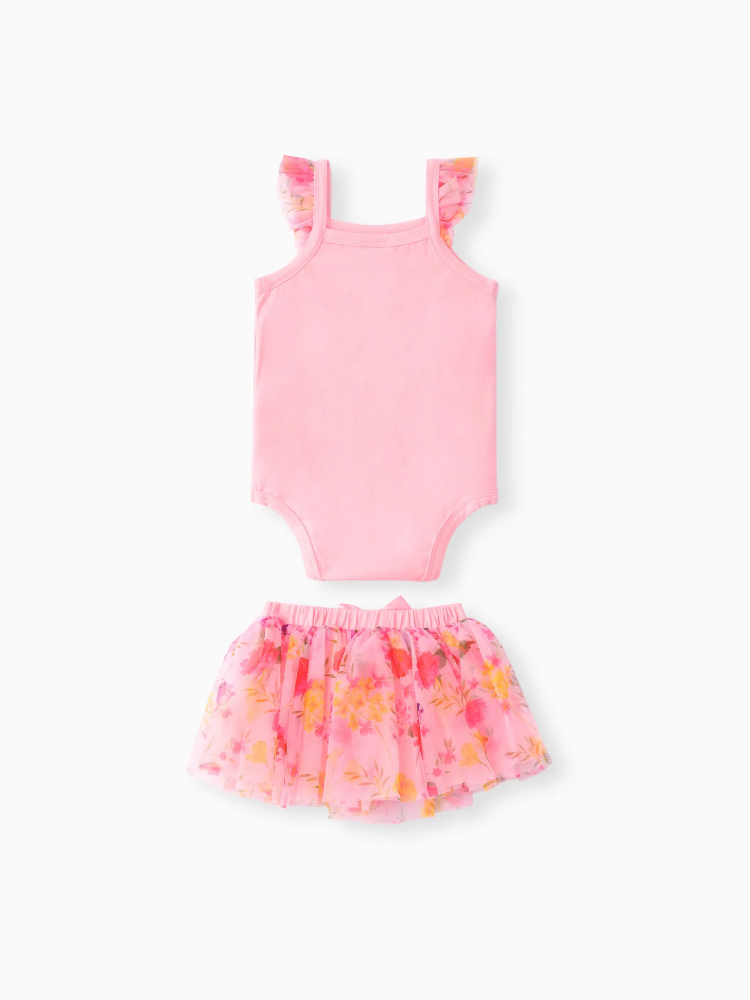 Baby Girl 2pcs 字母印花連體褲和半身裙套裝