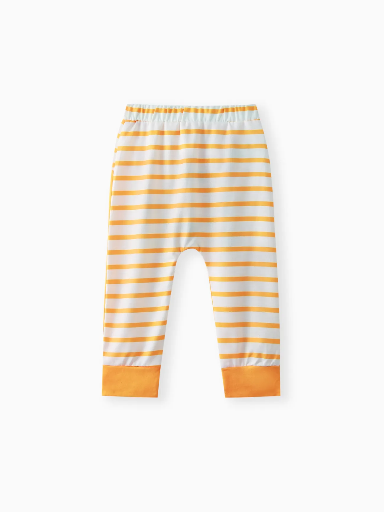Yellow - Baby Boy/Girl Striped Splicing 3D Ears Animal Print Pants - image 5