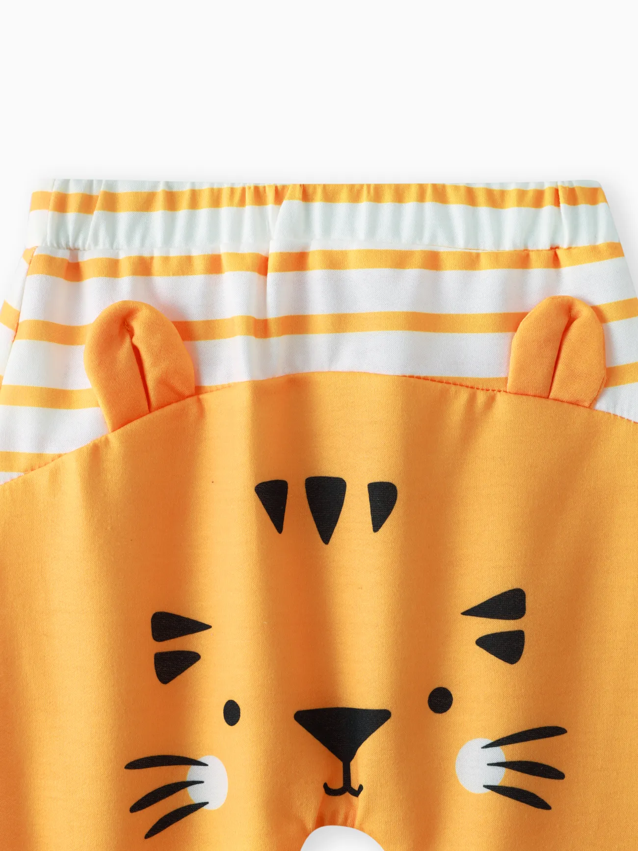 Yellow - Baby Boy/Girl Striped Splicing 3D Ears Animal Print Pants - image 2