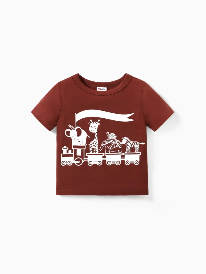 Baby Mädchen/Junge Kindliches Tiermuster T-Shirt