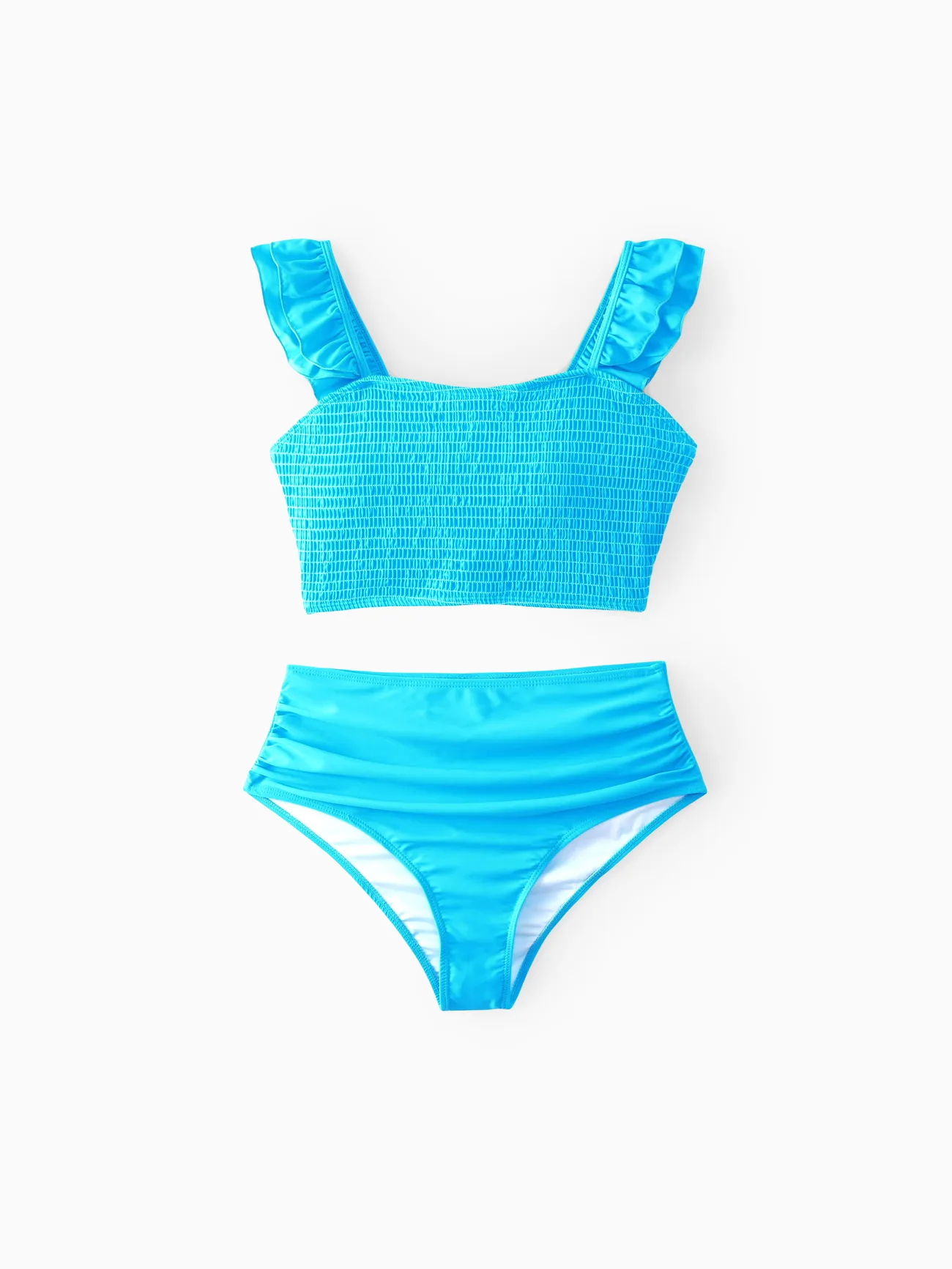 

Family Matching Colorblock Swim Trunks or Shirred Ruffle Strap Two-Piece Swimsuit