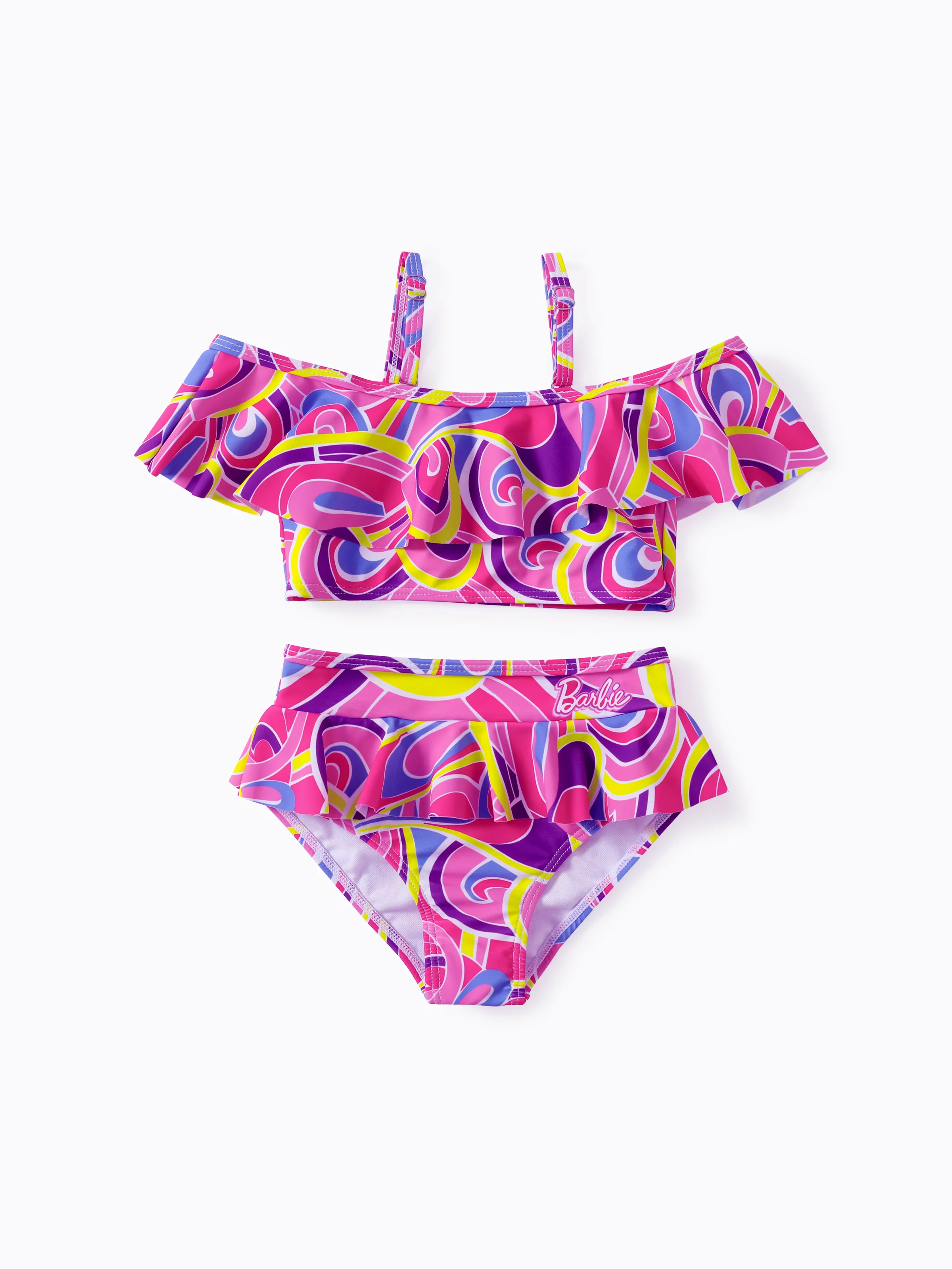 

Barbie Toddler/Kids Girls 2pcs Geometric Print Tie-dye Ruffle Swimsuit (Not Included Towel)